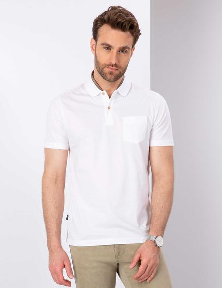 Beyaz Regular Fit Polo Yaka Merserize Tişört - 50199597003