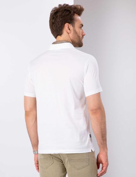 Beyaz Regular Fit Polo Yaka Merserize Tişört - 50199597003