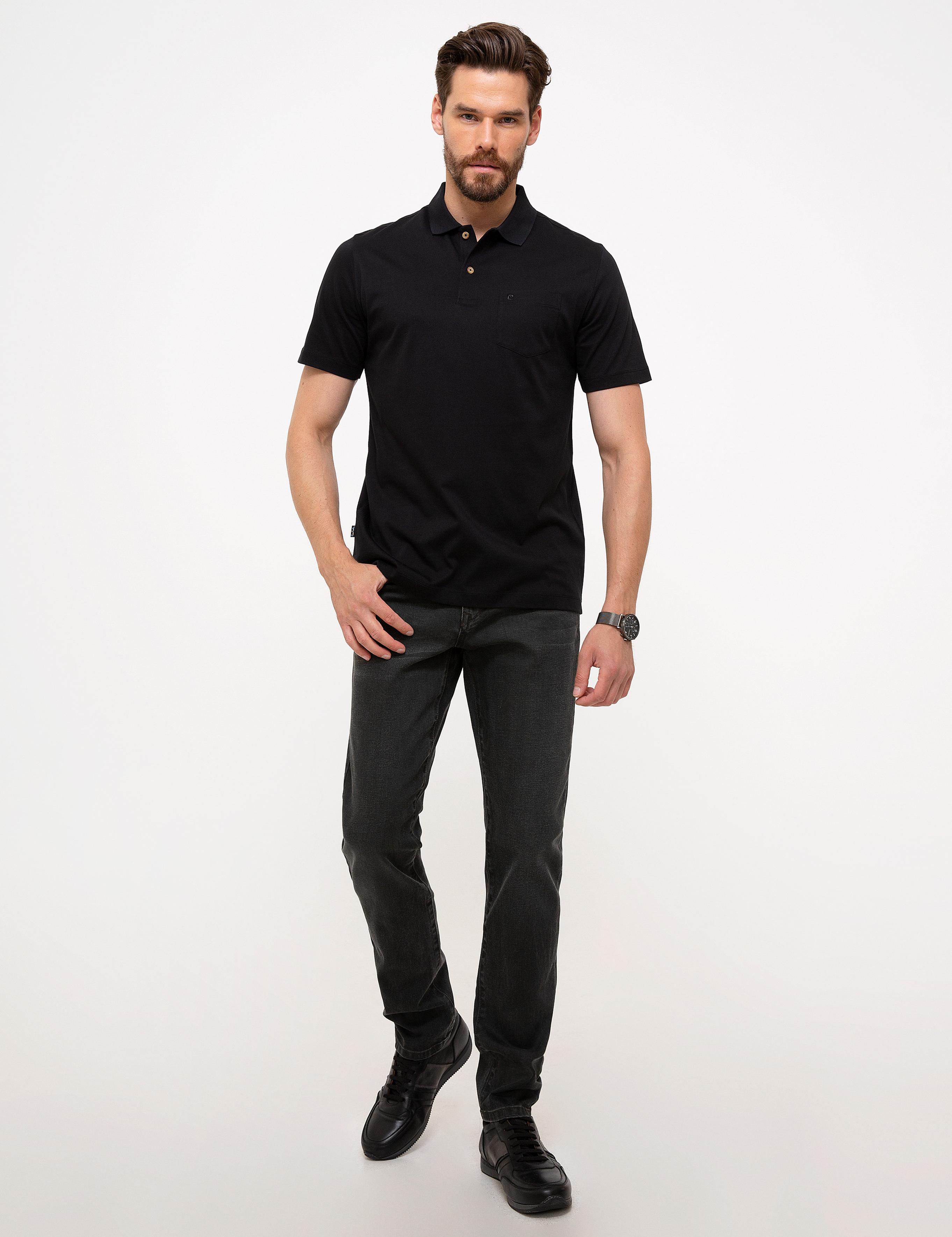 Siyah Regular Fit Basic Polo Yaka T-Shirt