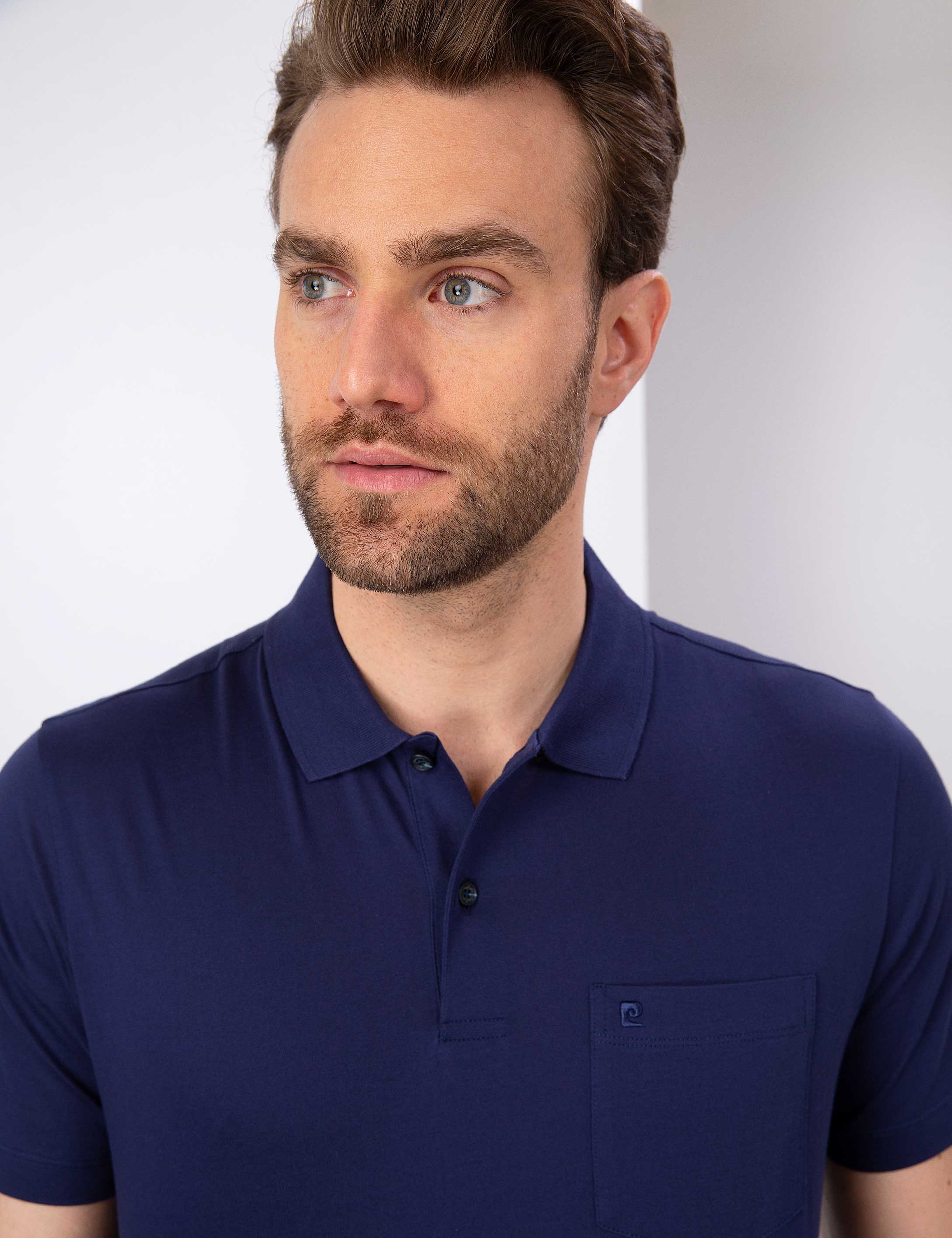 Lacivert Regular Fit Polo Yaka Basic T-Shirt - Image 2