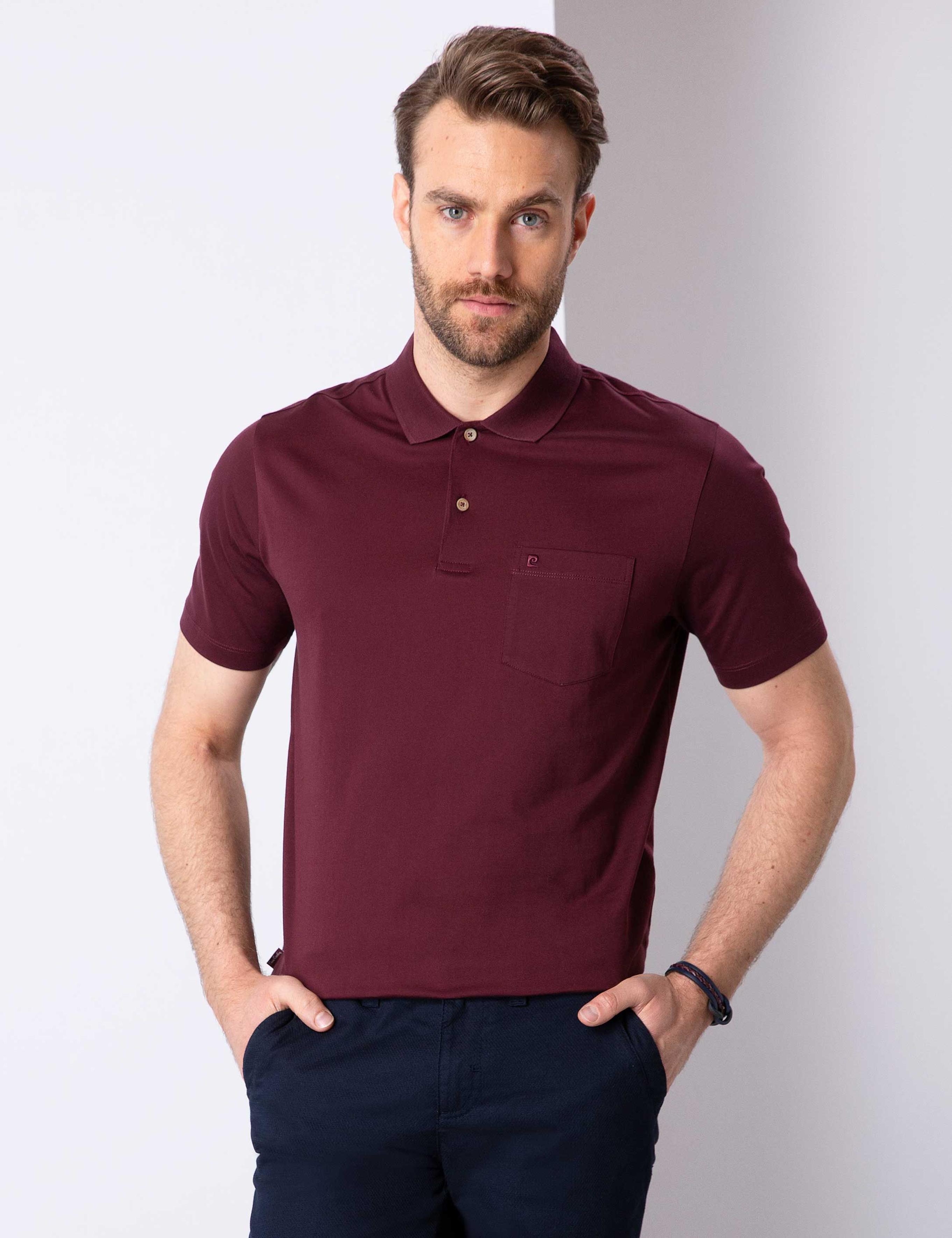 Bordo Regular Fit Polo Yaka Merserize Tişört