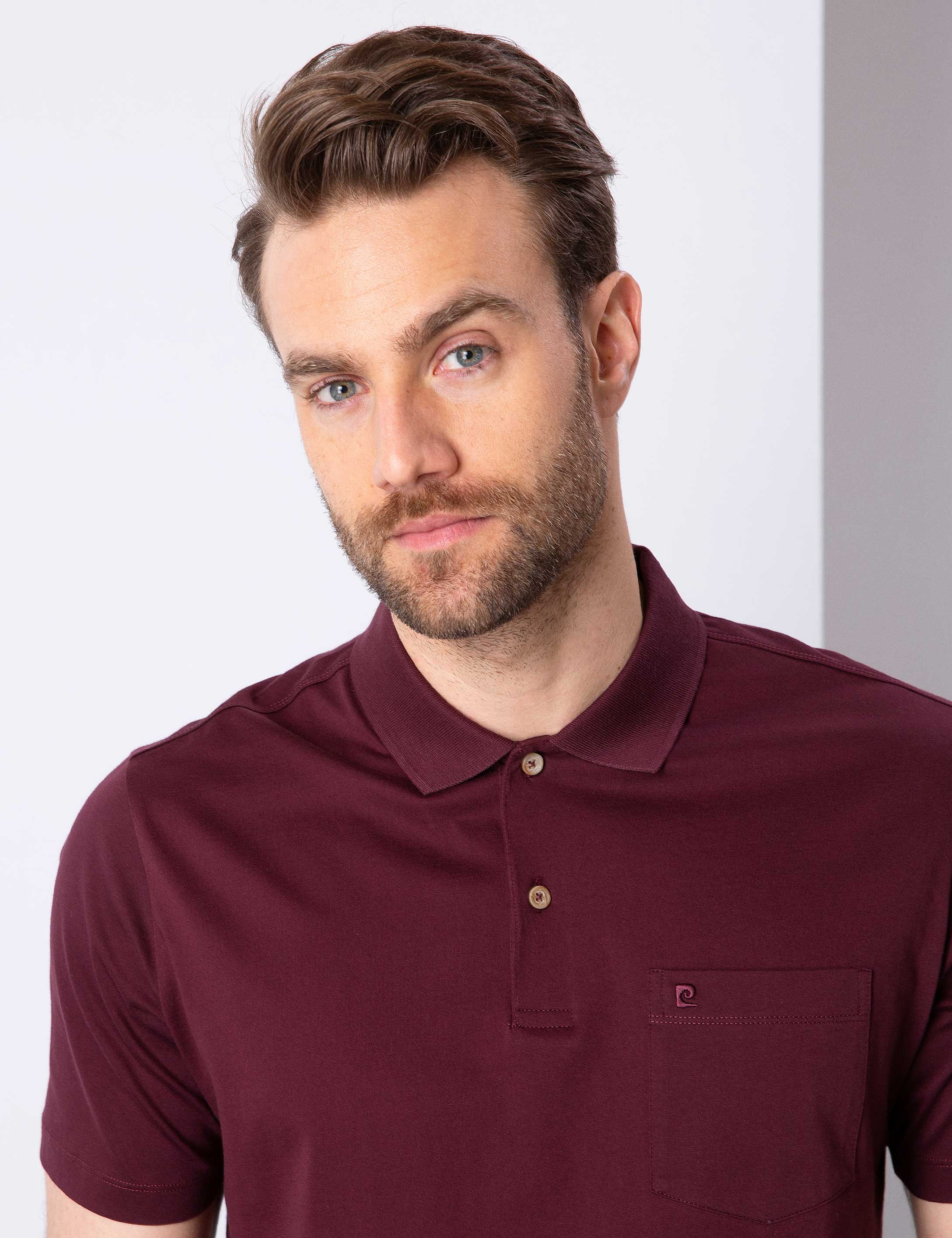 Bordo Regular Fit Polo Yaka Merserize Tişört - Image 2