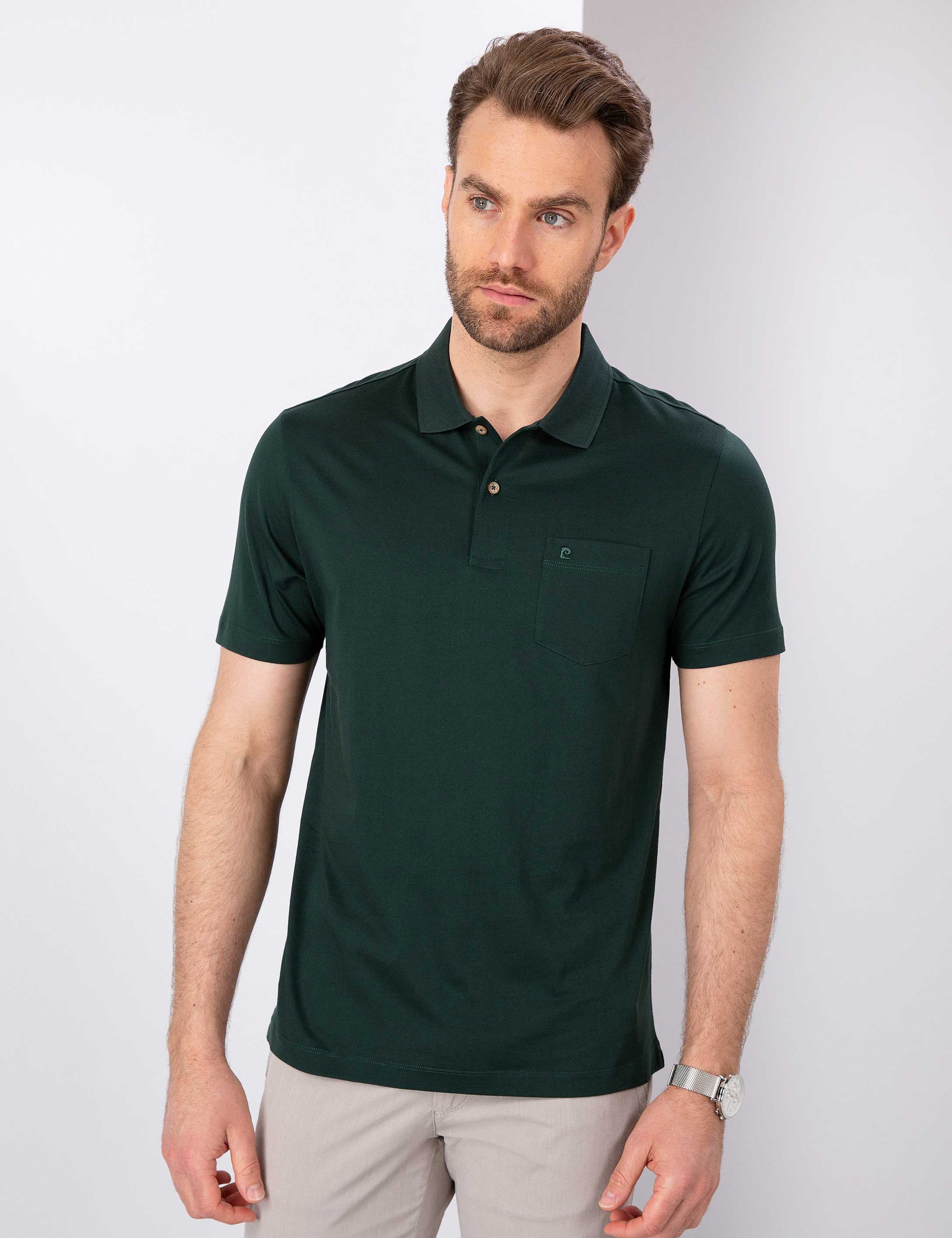 Koyu Yeşil Regular Fit Basic Tişört - Image 1