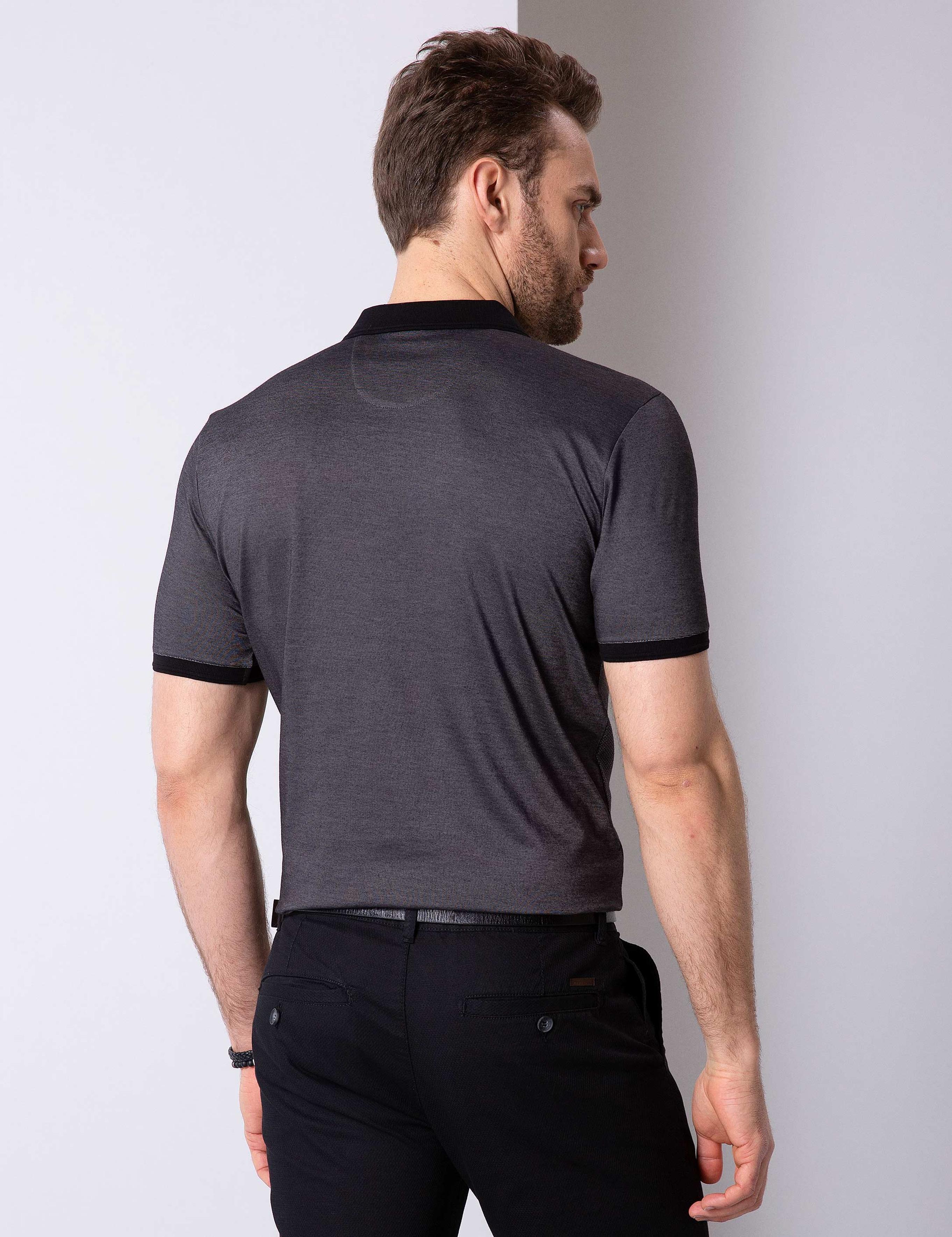 Siyah Regular Fit Polo Yaka T-Shirt