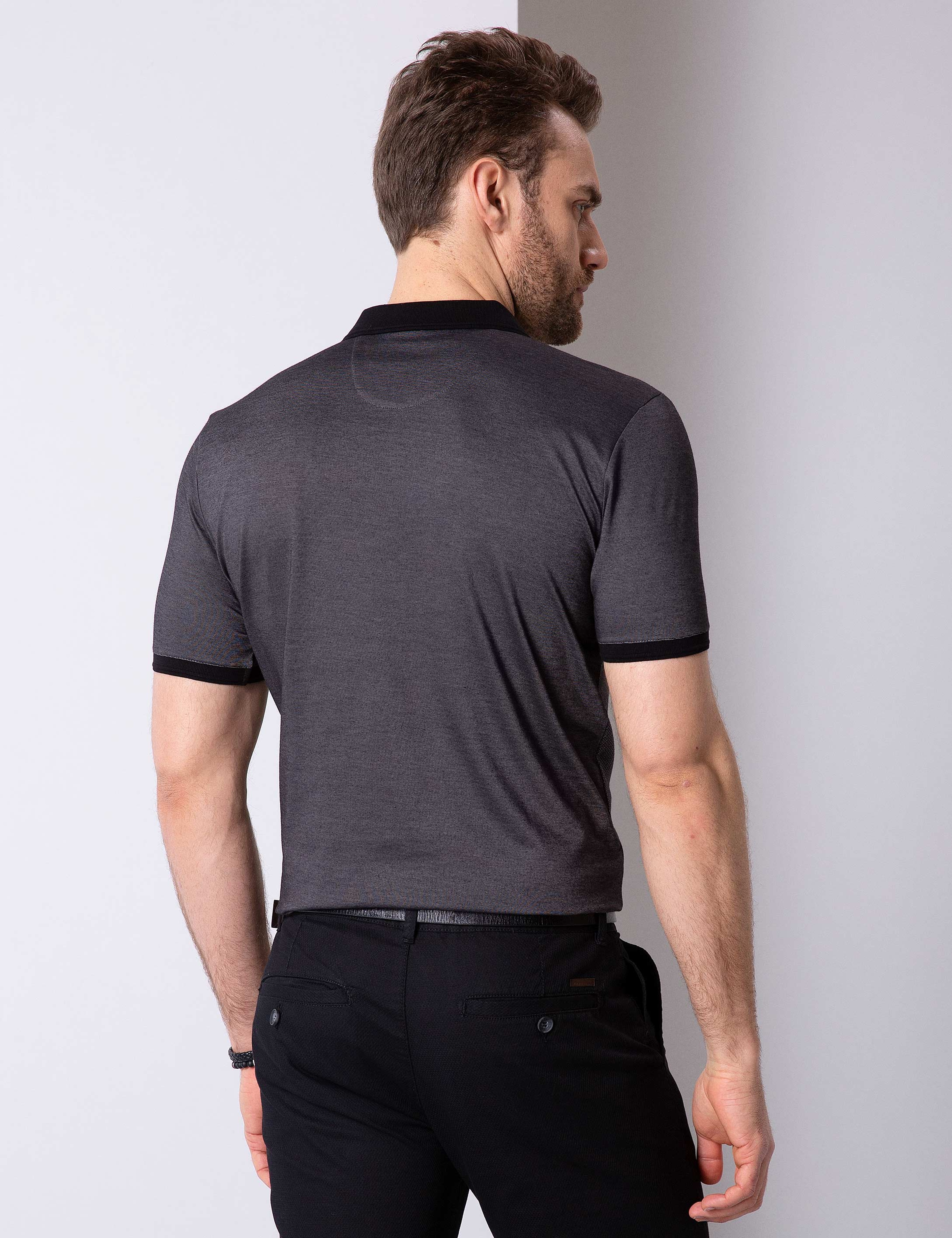 Siyah Regular Fit Polo Yaka T-Shirt