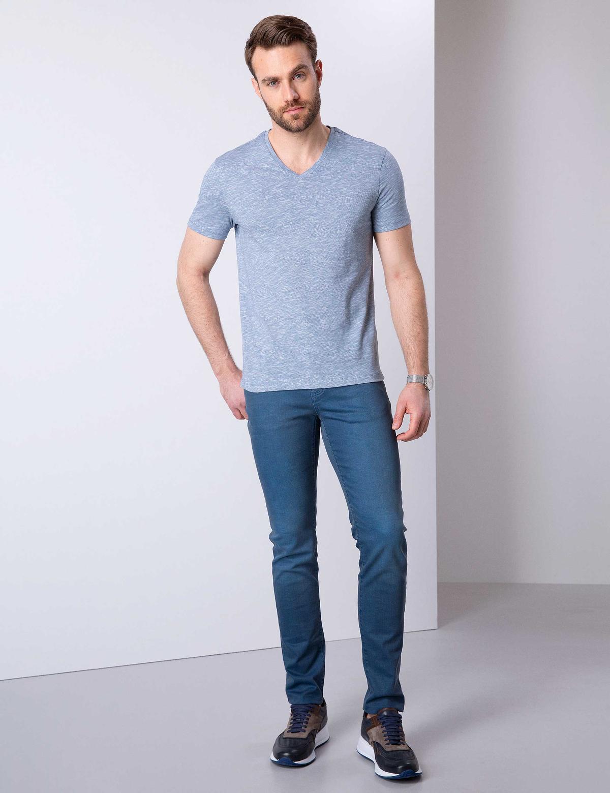 Mavi Slim Fit V Yaka Tişört - 50199638015