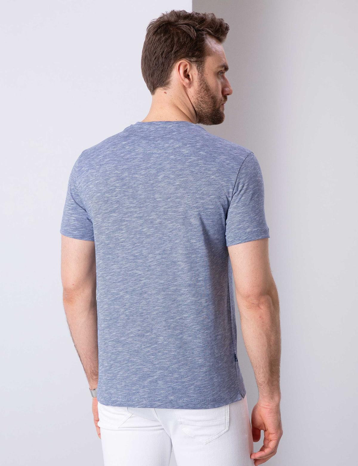 Lacivert Slim Fit V Yaka Tişört - 50199638053