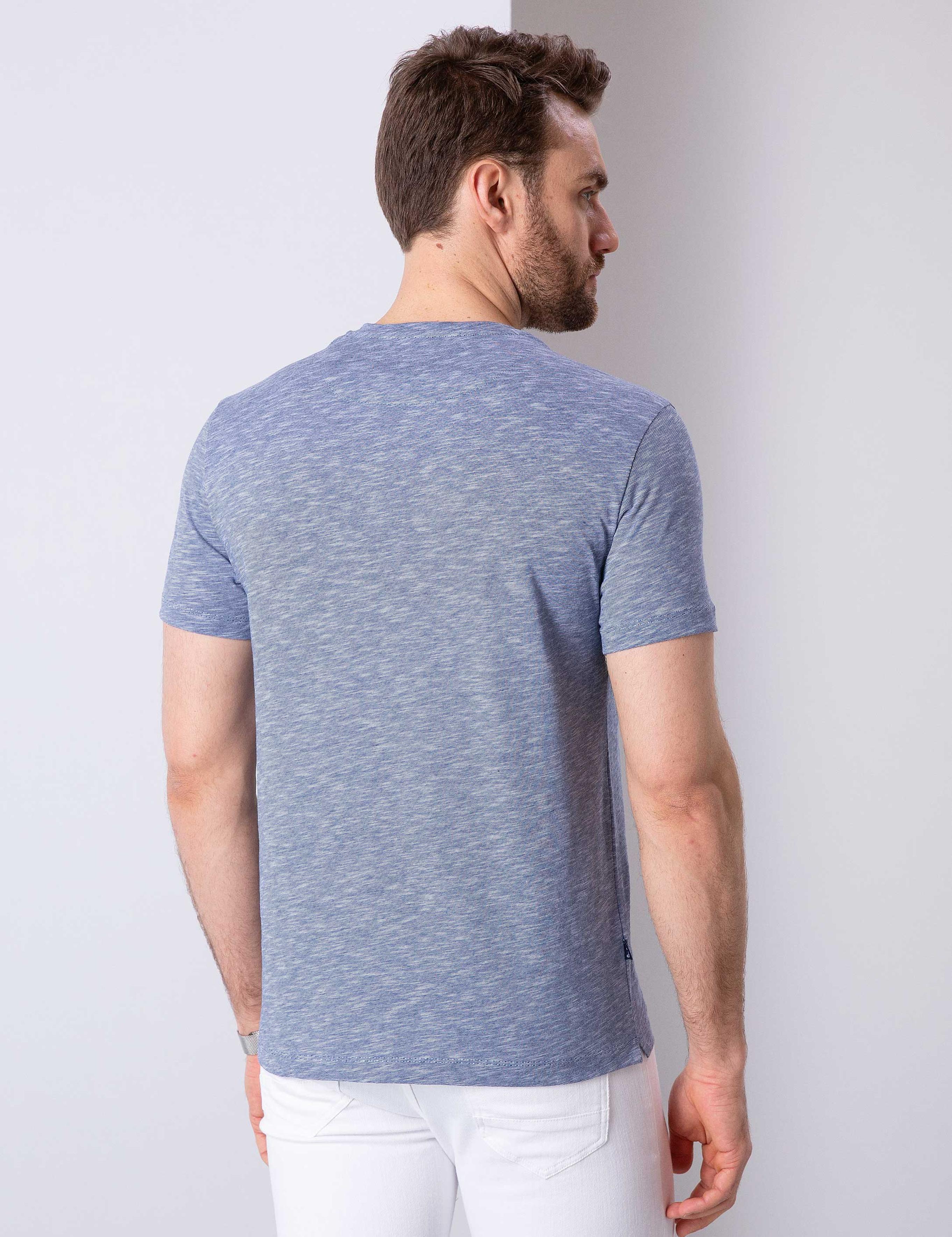 Lacivert Slim Fit V Yaka Tişört