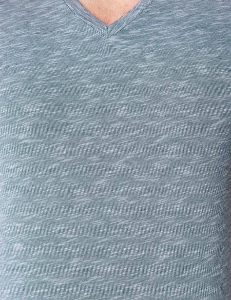 Koyu Yeşil Slim Fit V Yaka Tişört - 50199638065