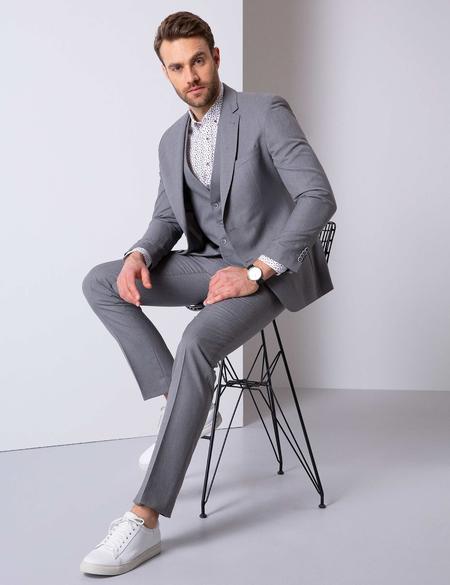 Gri Slim Fit Takım Elbise - 50199967011