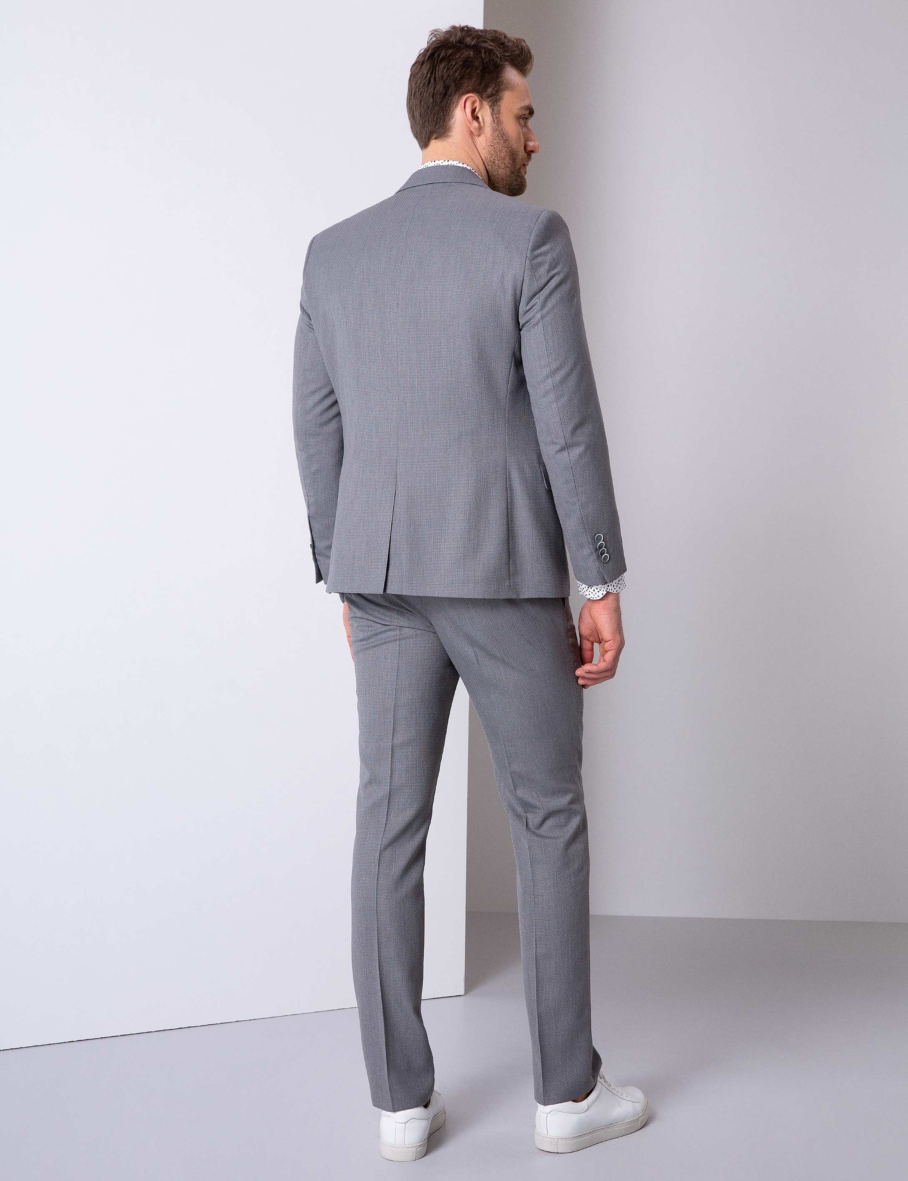 Gri Slim Fit Takım Elbise