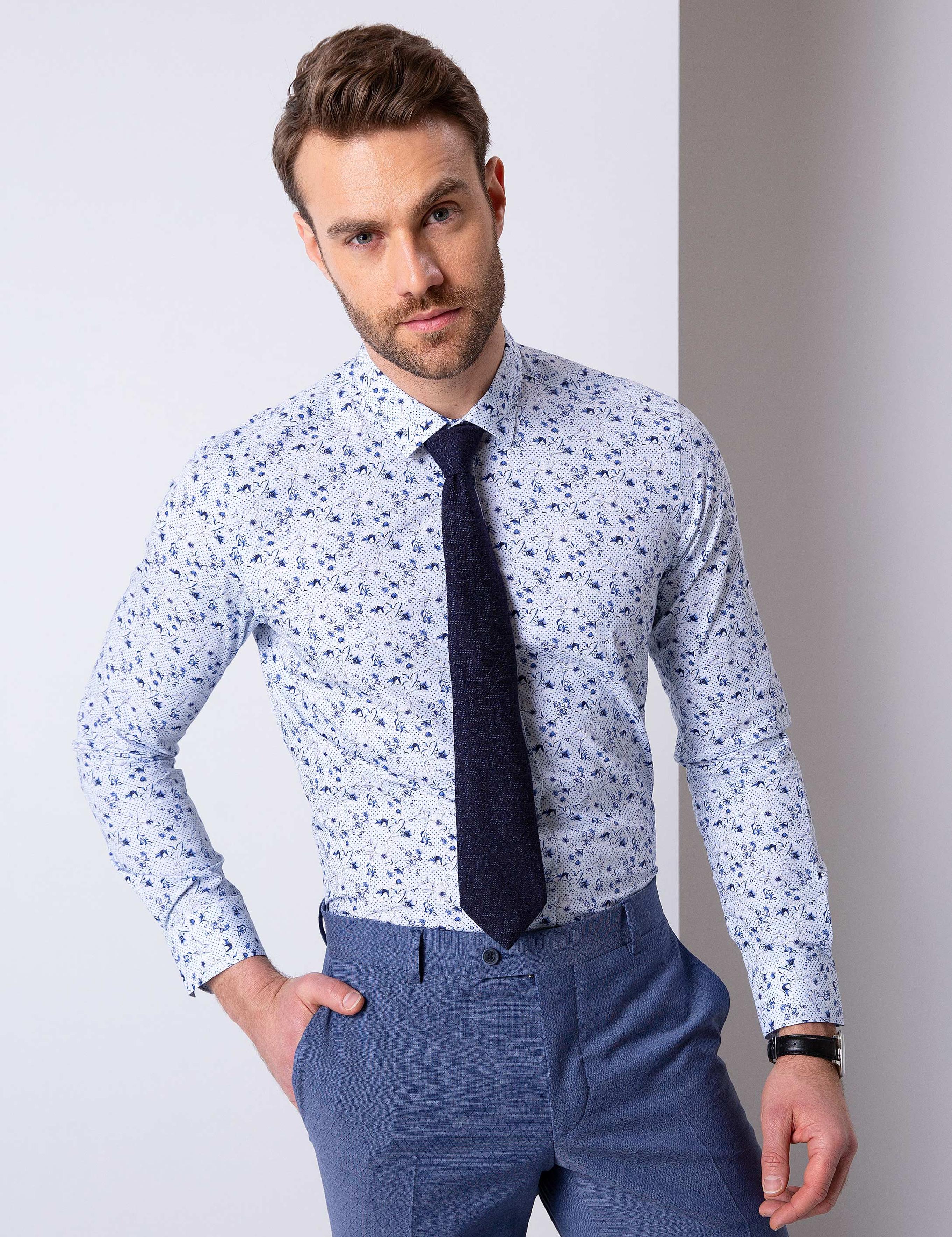 Mavi Slim Fit Gömlek