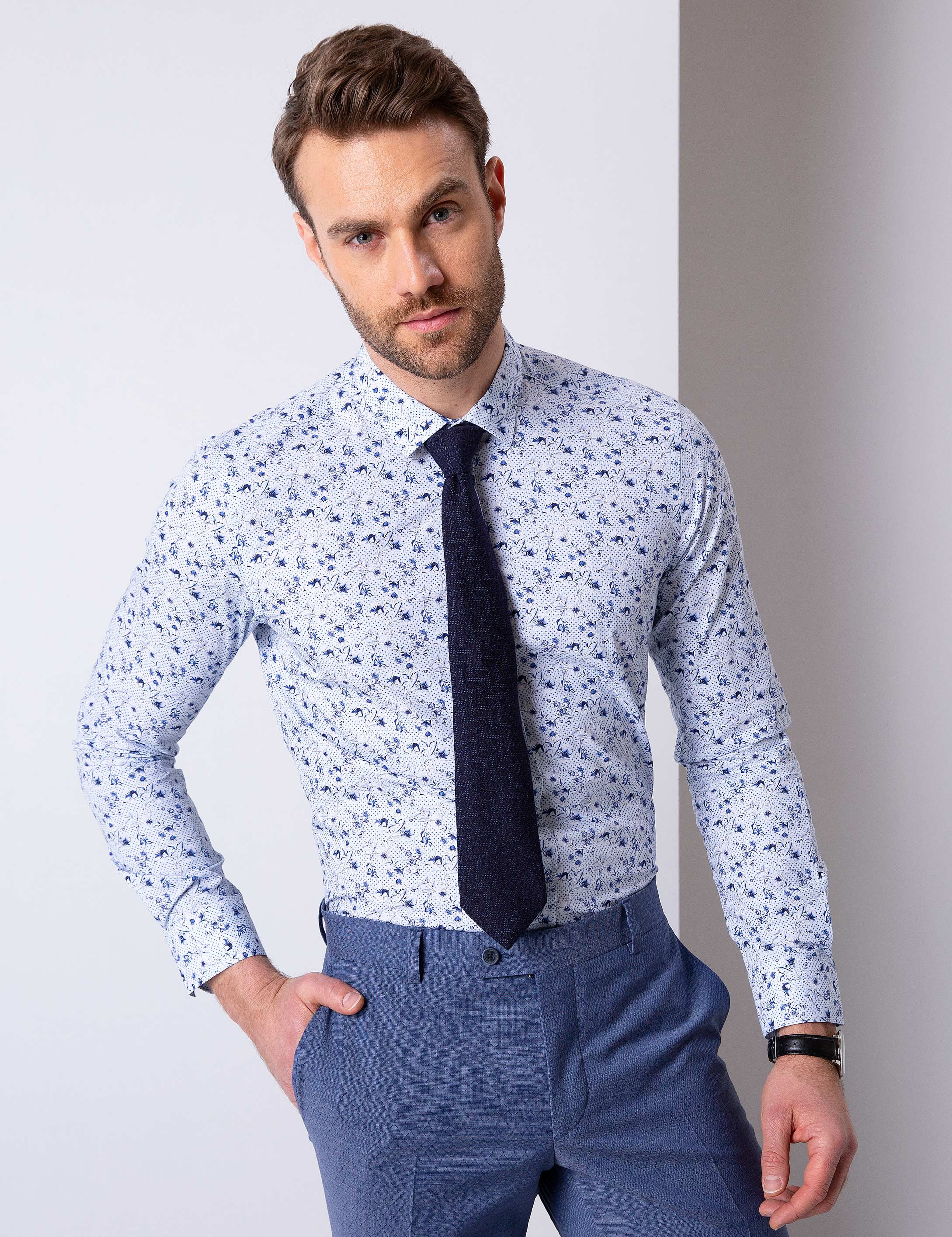Mavi Slim Fit Gömlek - Image 1