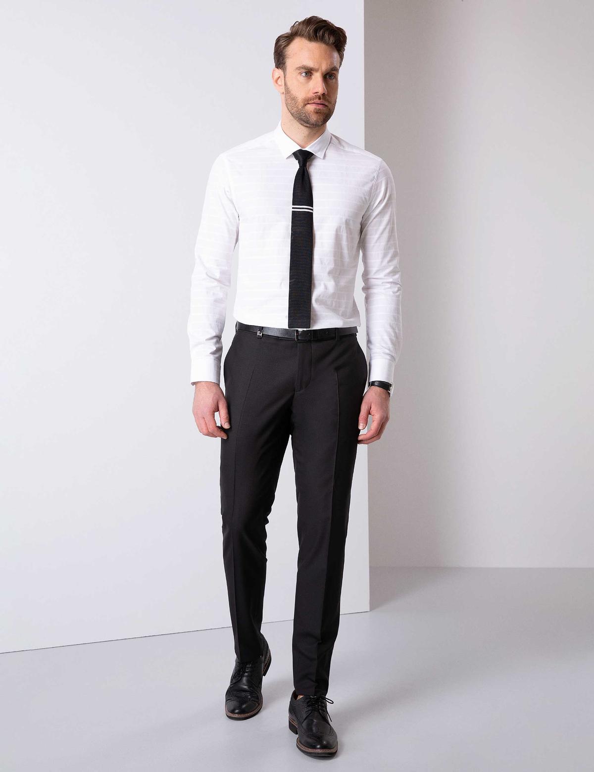 Beyaz Slim Fit Uzun Kollu Gömlek - 50200516007