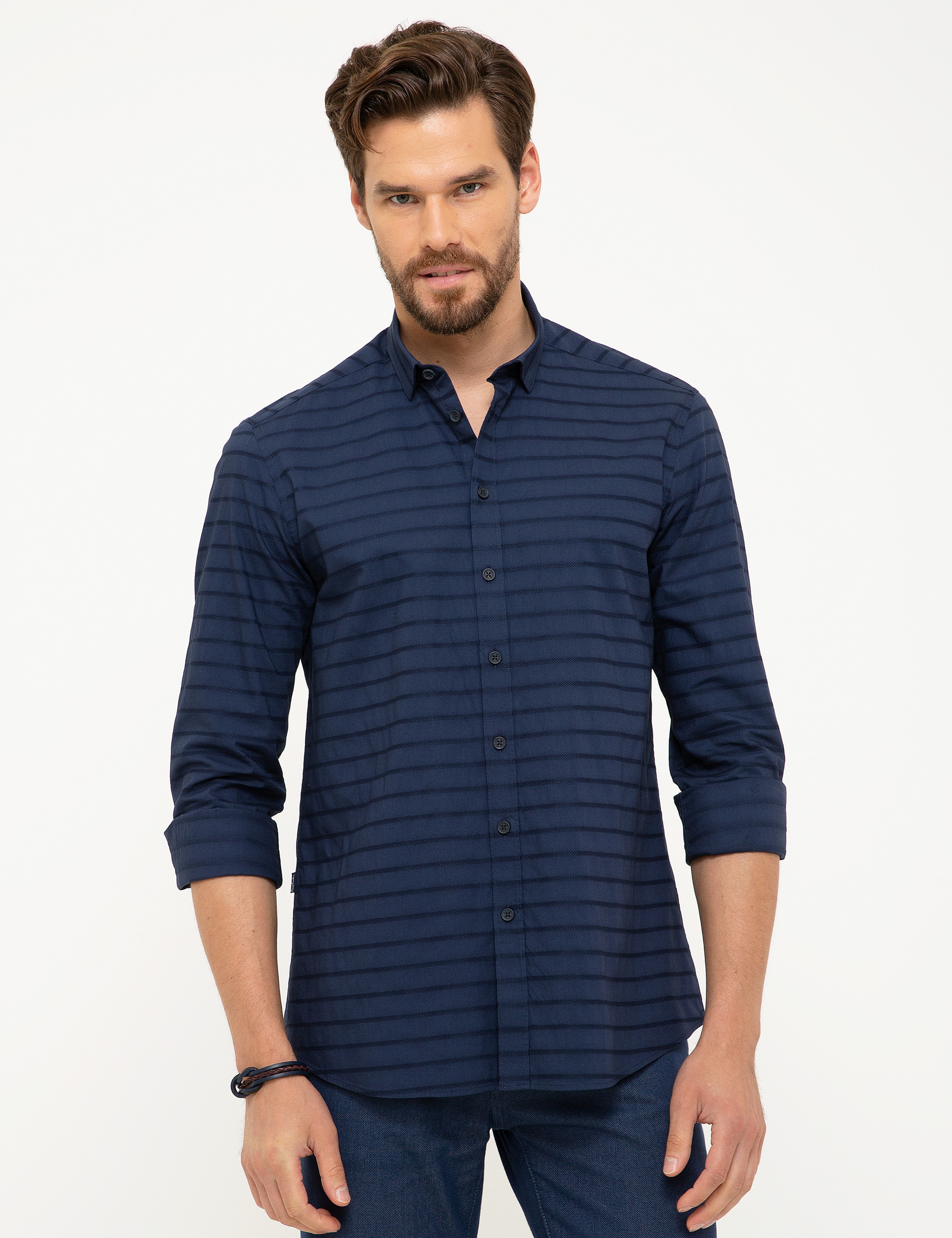 Lacivert Slim Fit Gömlek - Image 1