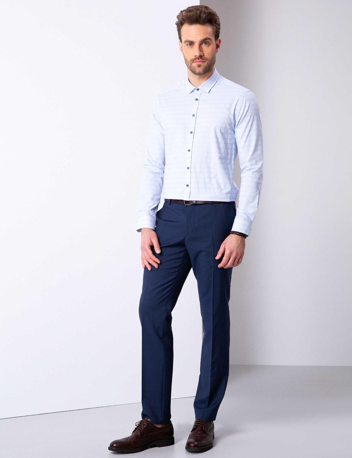 Açık Mavi Slim Fit Uzun Kollu Gömlek - 50200516026