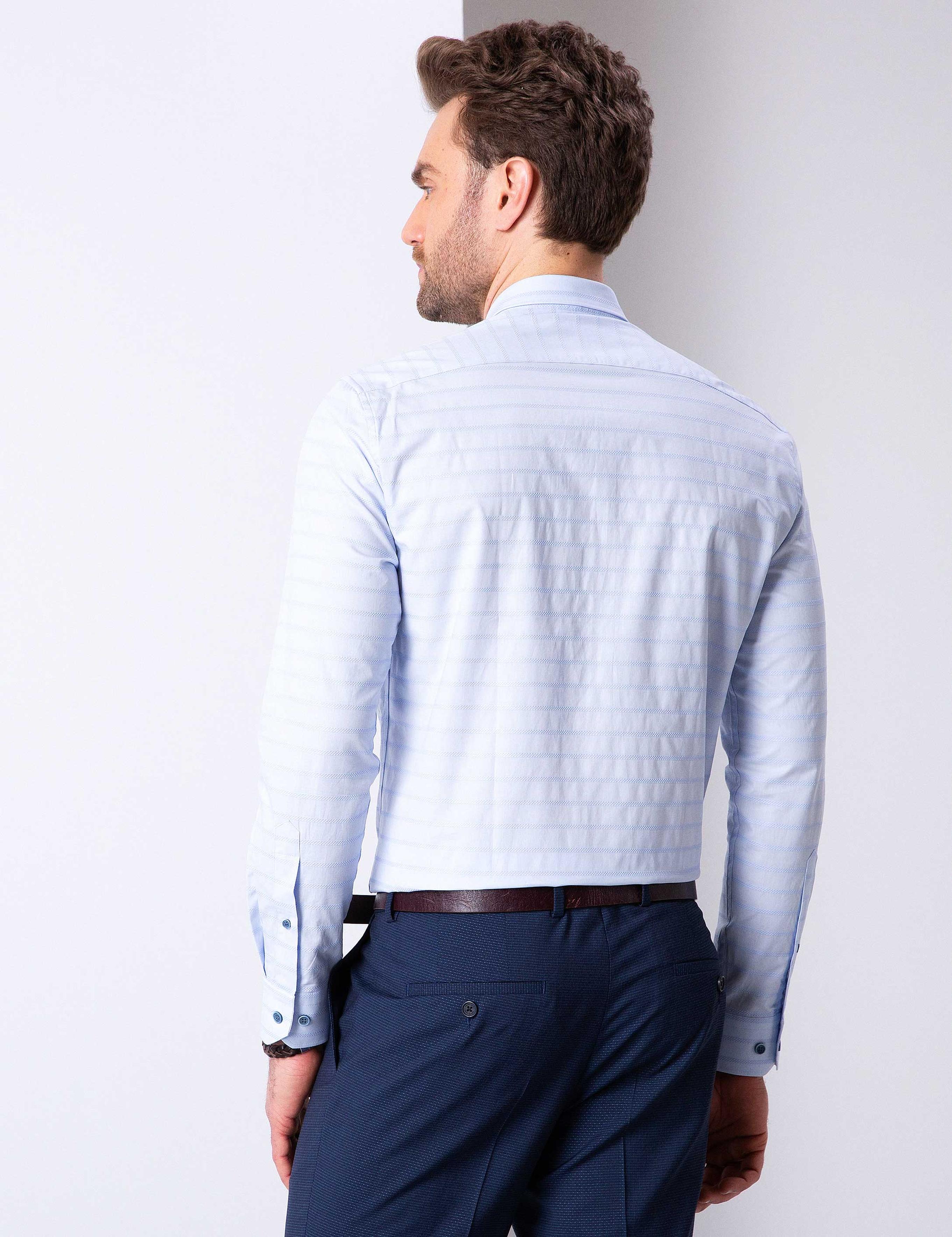 Açık Mavi Slim Fit Uzun Kollu Gömlek