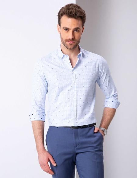 Açık Mavi Slim Fit Uzun Kollu Gömlek - 50200518007