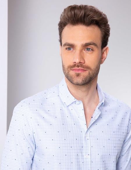 Açık Mavi Slim Fit Uzun Kollu Gömlek - 50200518007