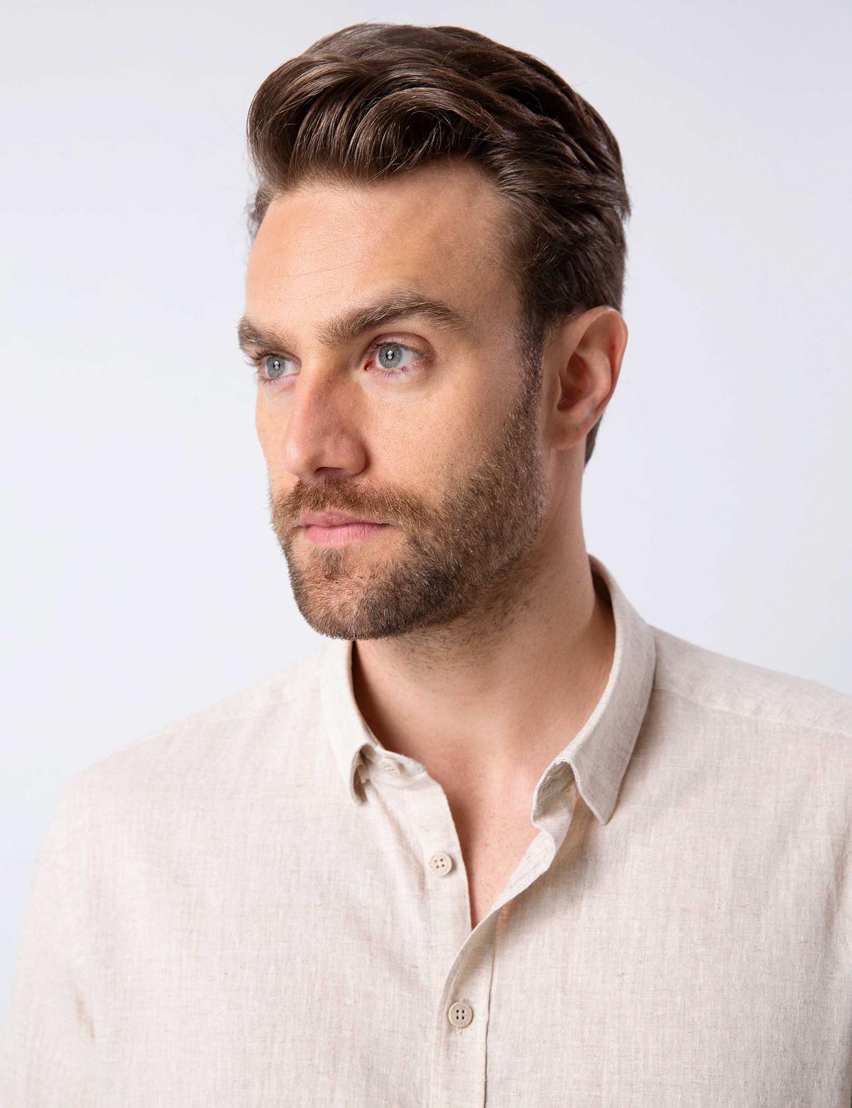 Bej Regular Fit Keten Karışımlı Gömlek - 50200524005