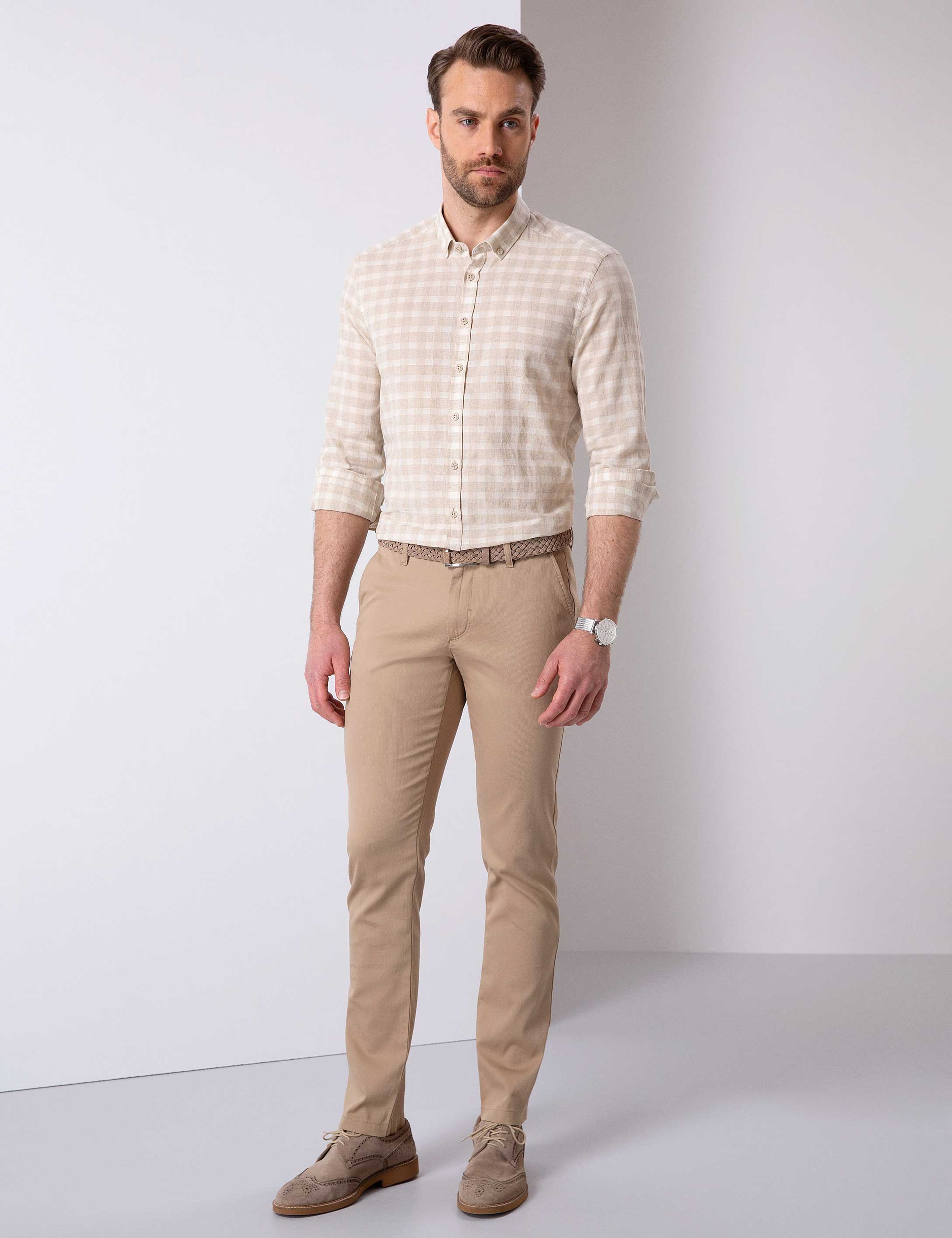 Bej Regular Fit Uzun Kollu Gömlek - Image 2