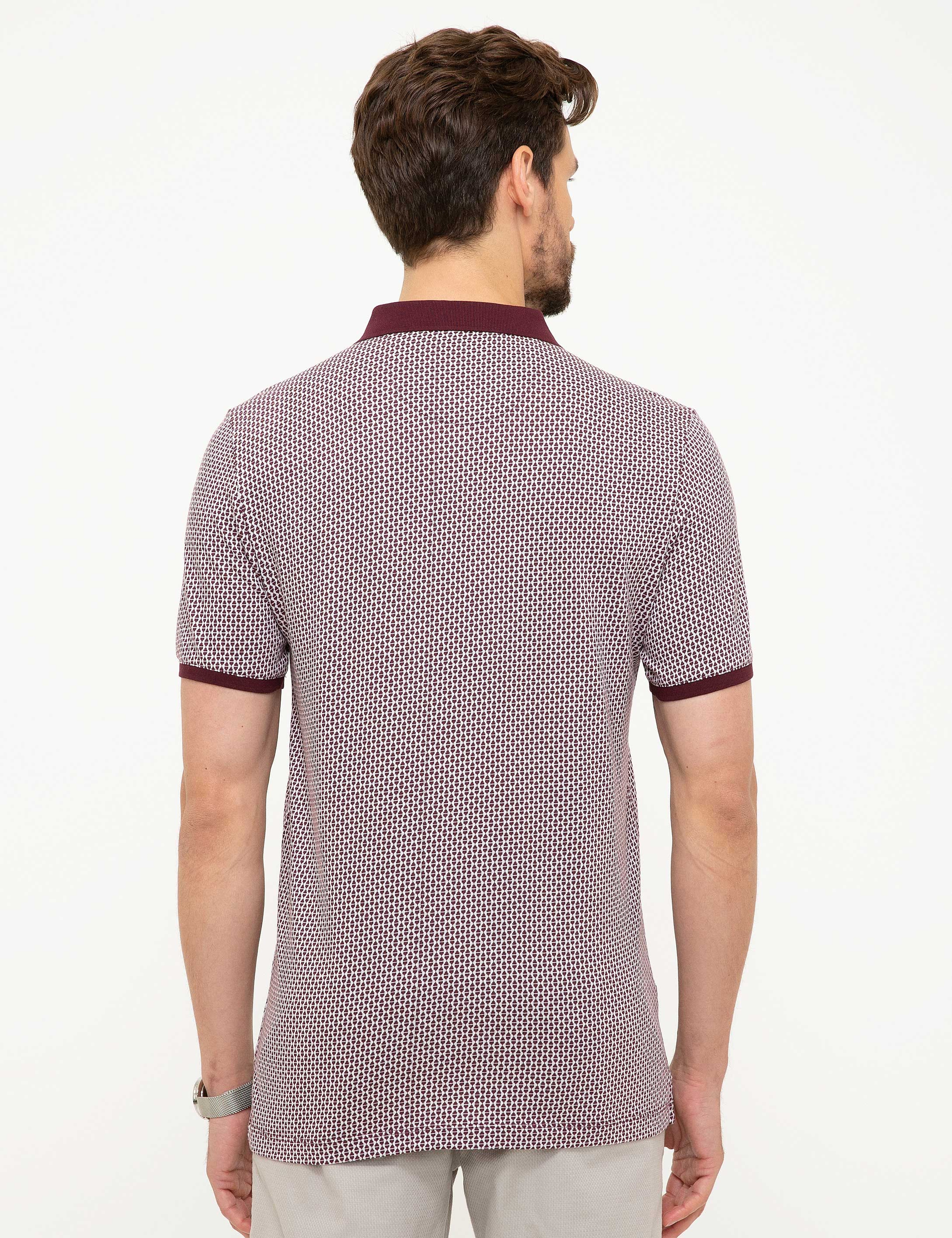 Bordo Regular Fit Polo Yaka Tişört - Image 3