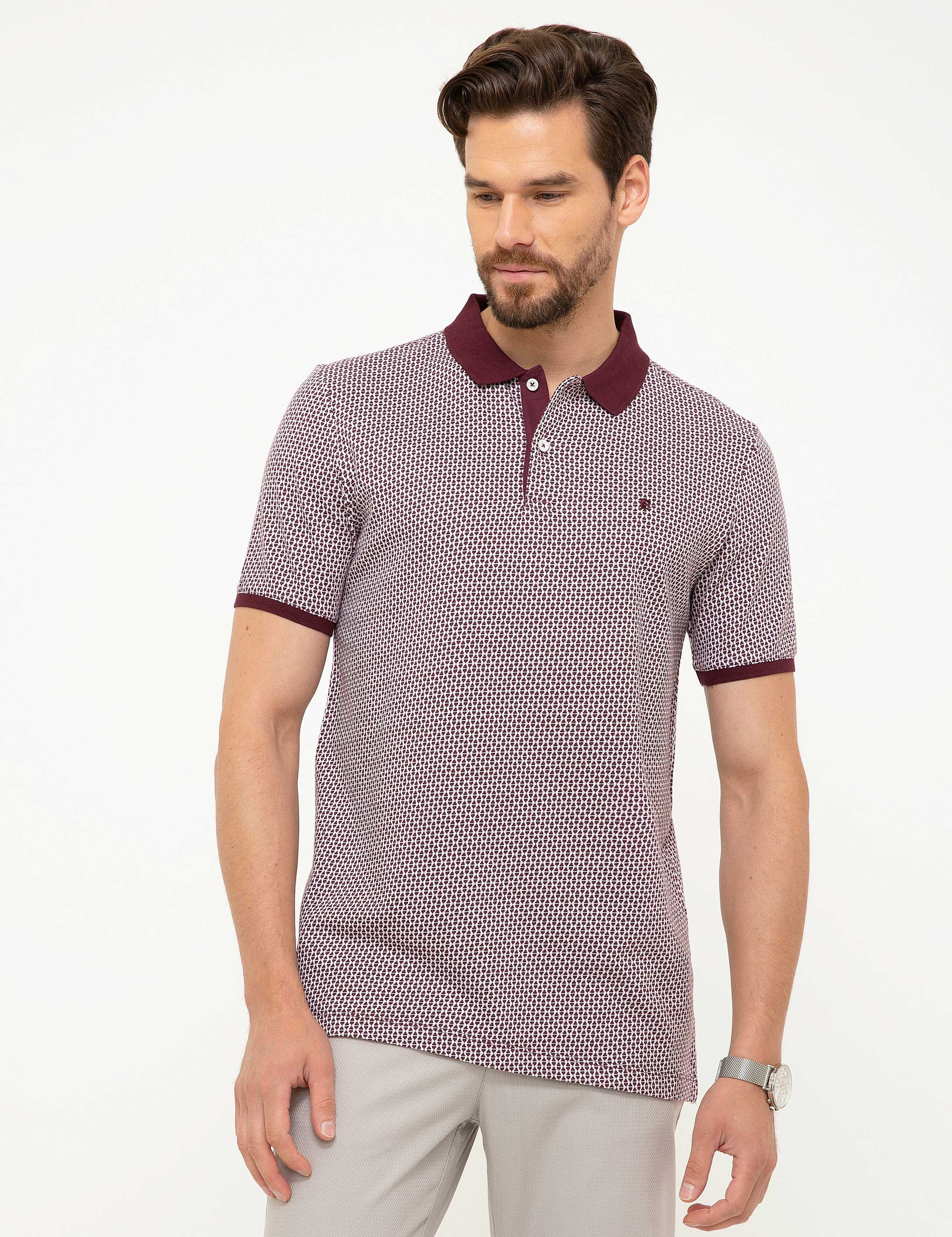 Bordo Regular Fit Polo Yaka Tişört - Image 1