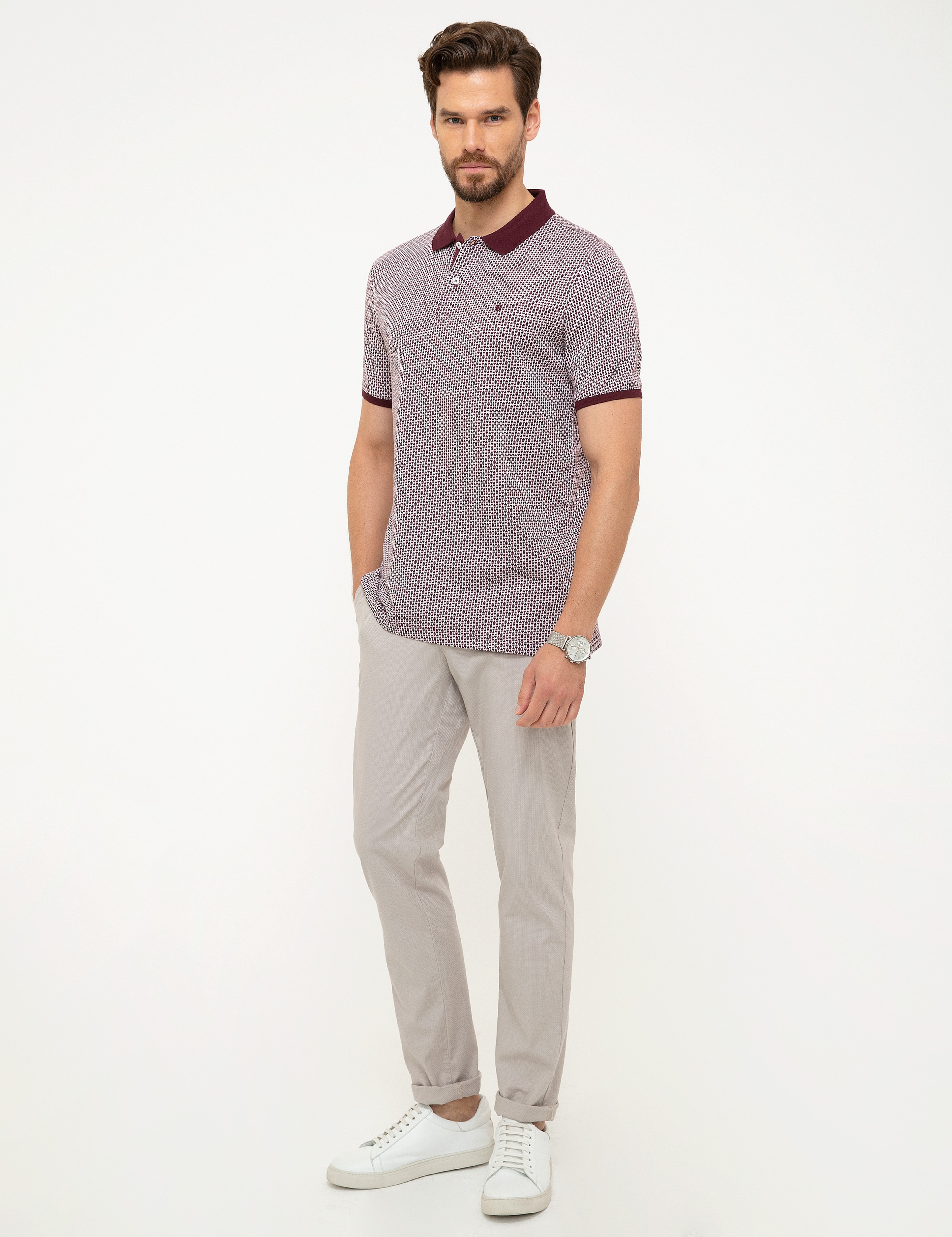 Bordo Regular Fit Polo Yaka Tişört - Image 5