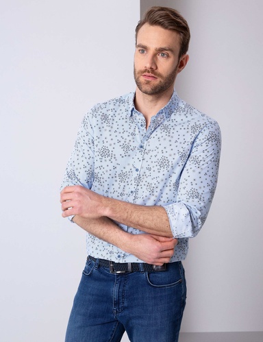 Mavi Slim Fit Uzun Kollu Gömlek
