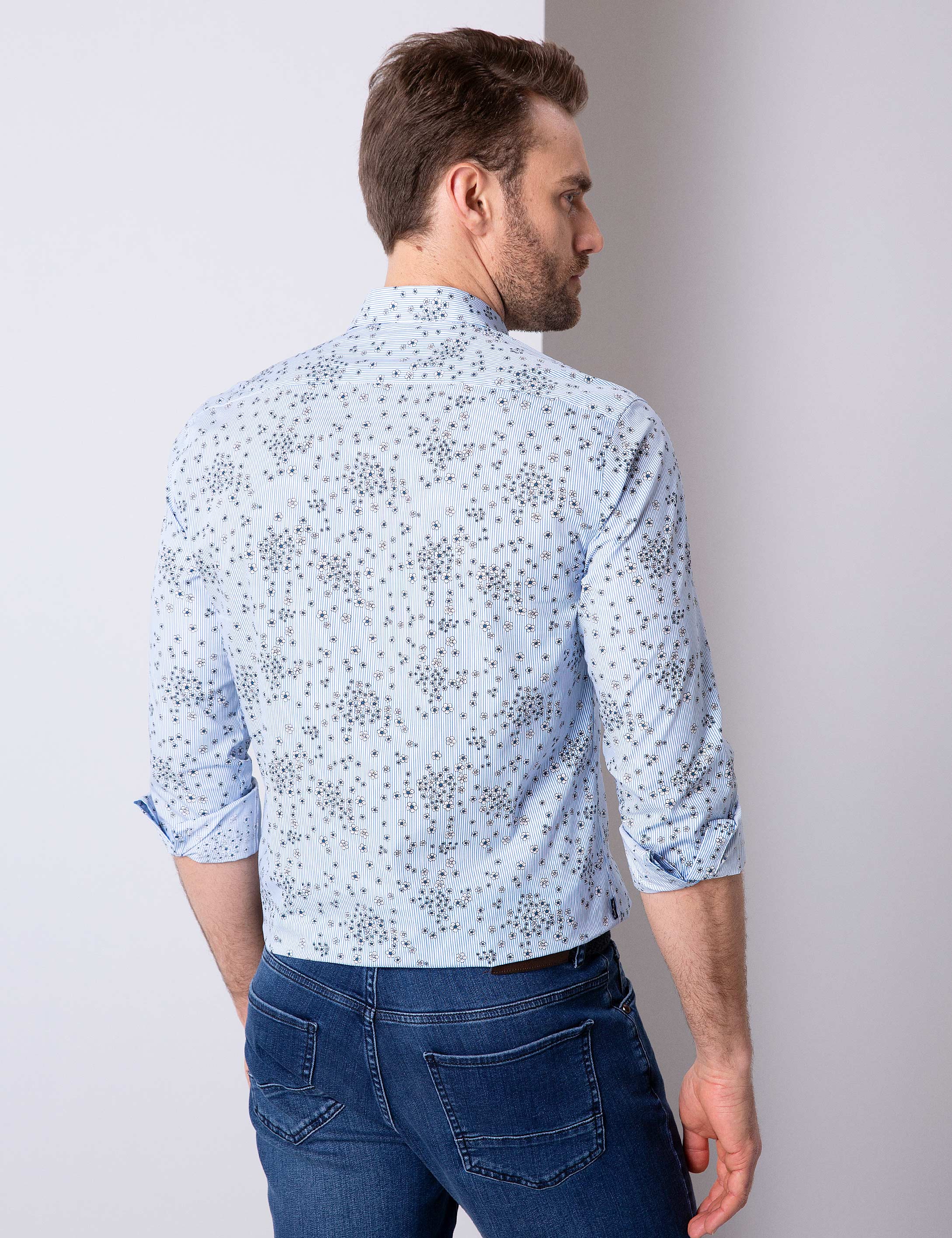 Mavi Slim Fit Uzun Kollu Gömlek