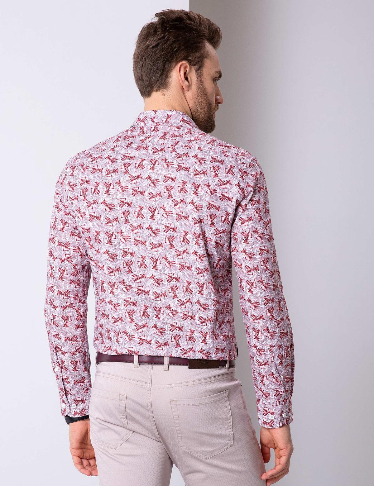 Bordo Slim Fit Uzun Kollu Gömlek - 50200592023