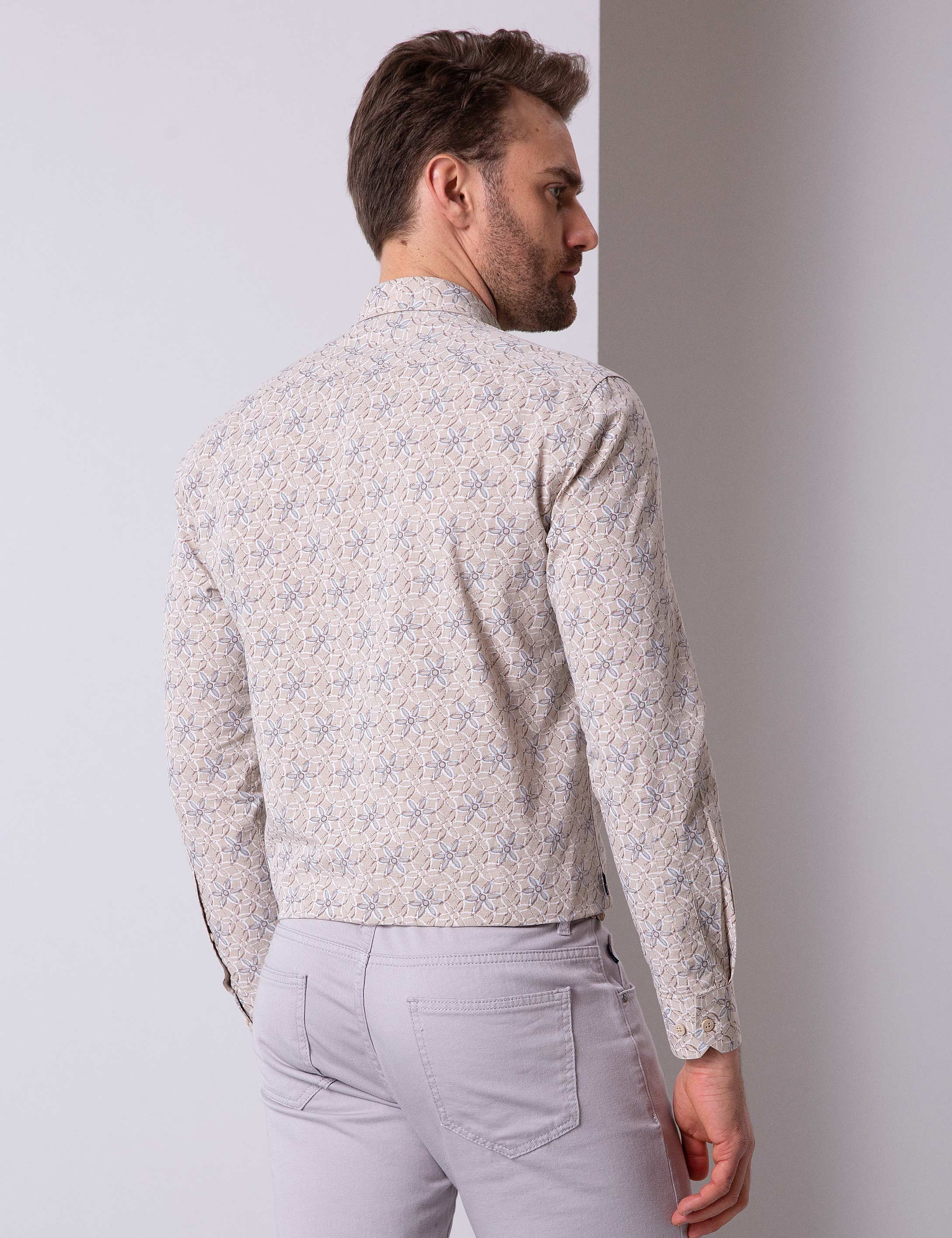 Bej Slim Fit Gömlek - Image 3