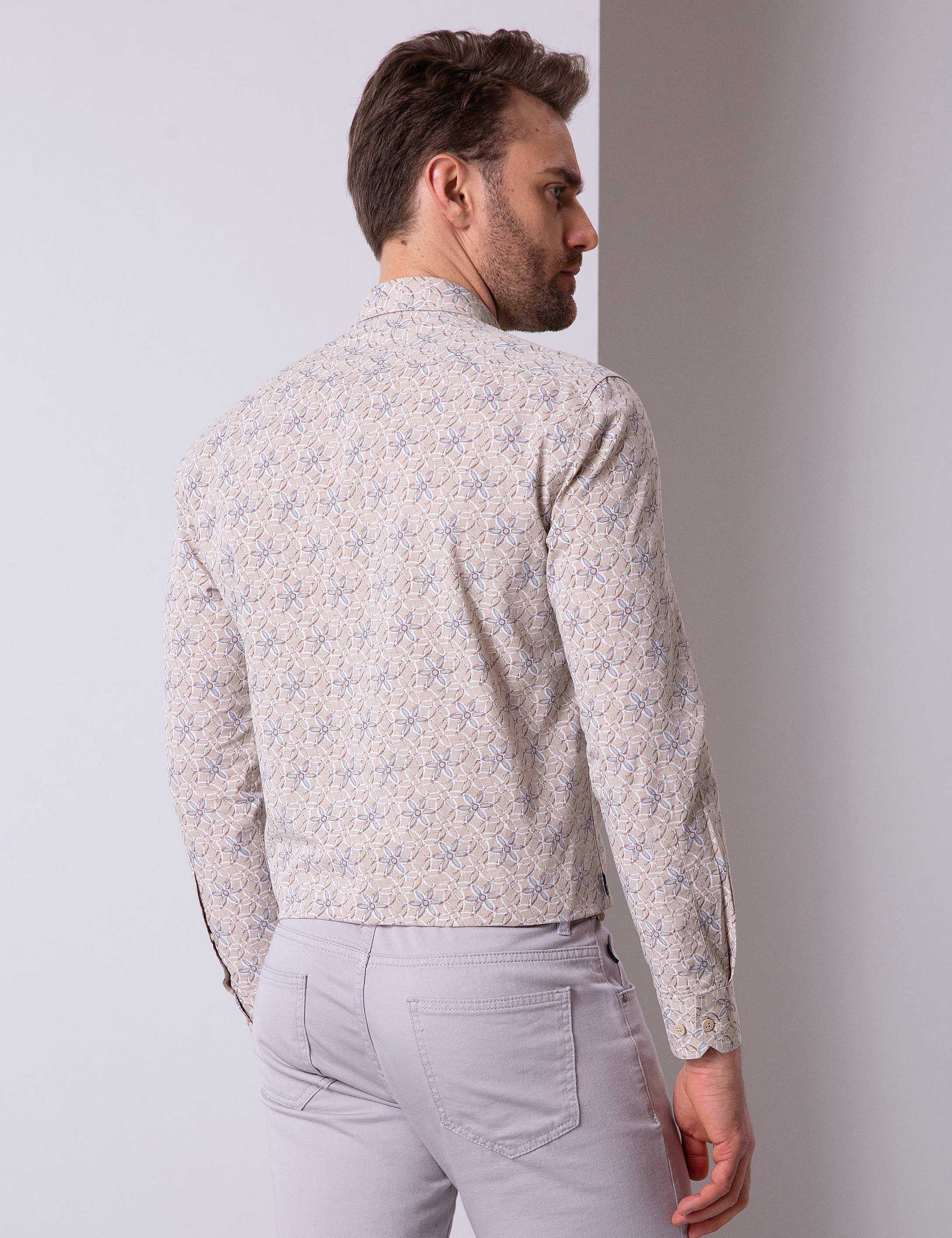 Bej Slim Fit Gömlek