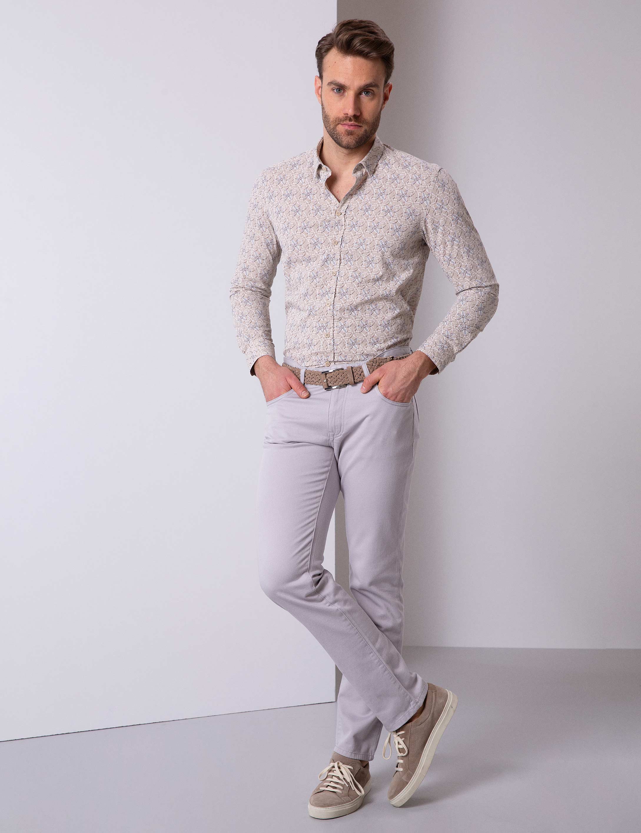 Bej Slim Fit Gömlek