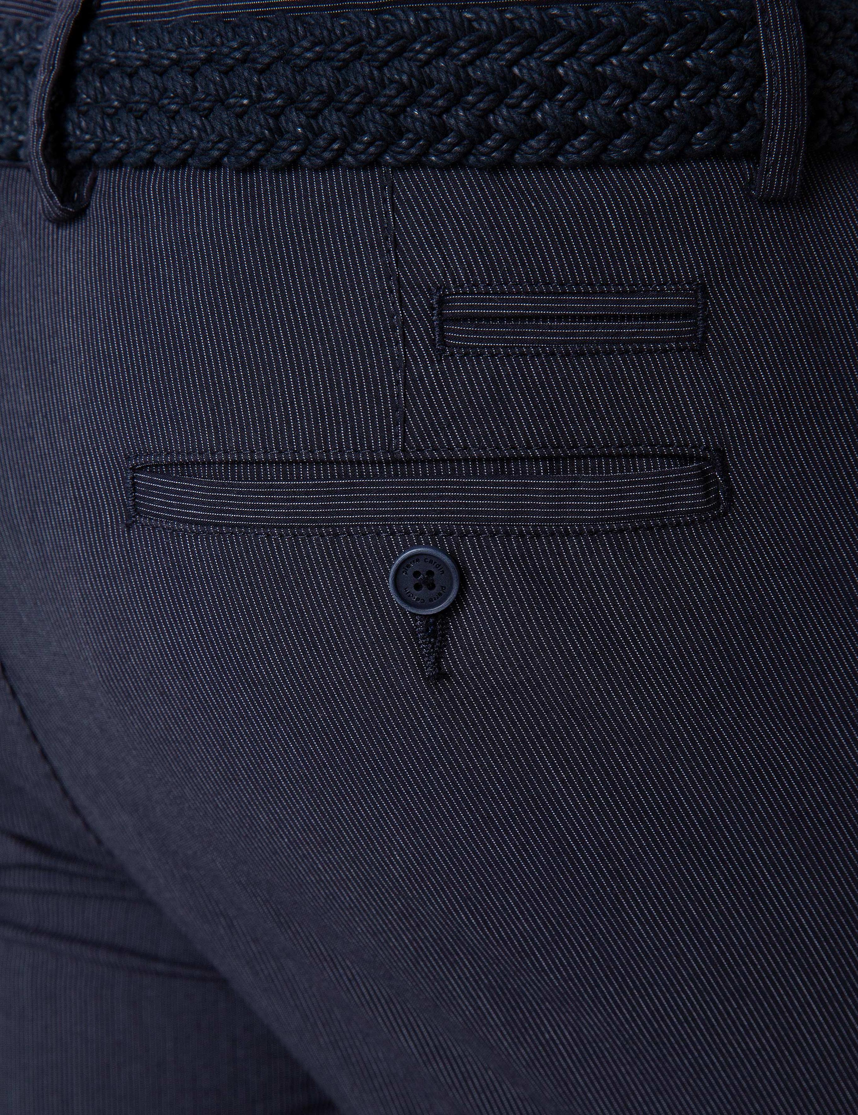 Lacivert Slim Fit Kanvas Pantolon