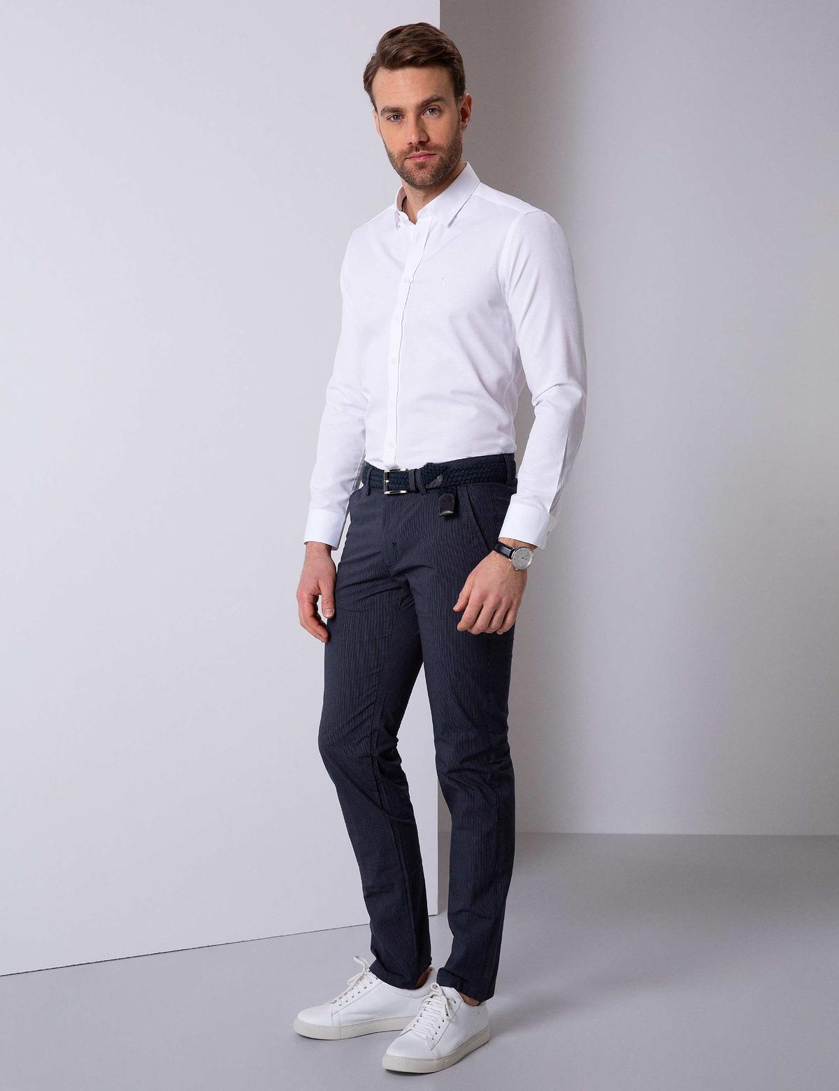 Lacivert Slim Fit Kanvas Pantolon - 50200640020
