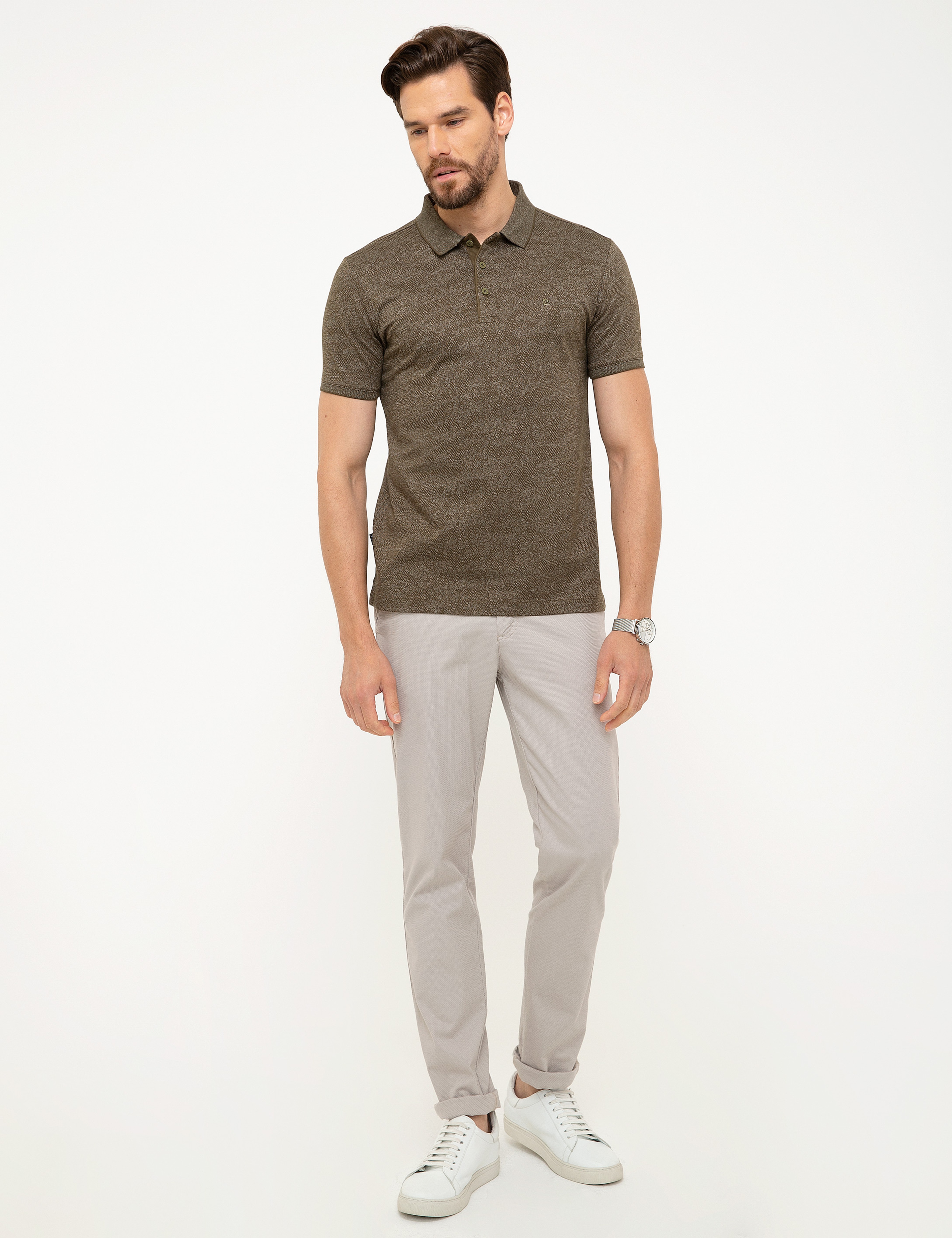Haki Slim Fit Polo Yaka T-Shirt - Image 4