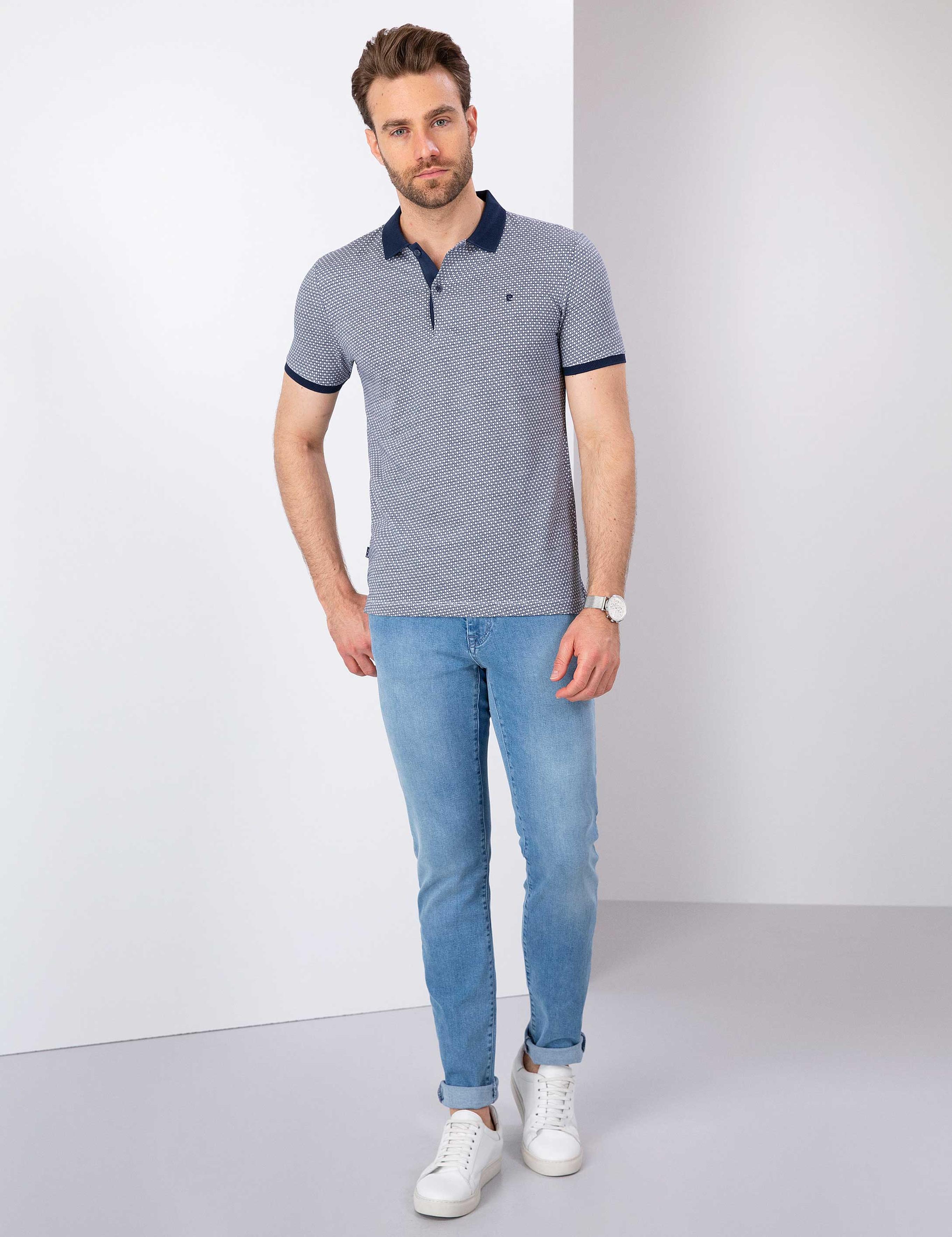 Lacivert Slim Fit Polo Yaka T-Shirt
