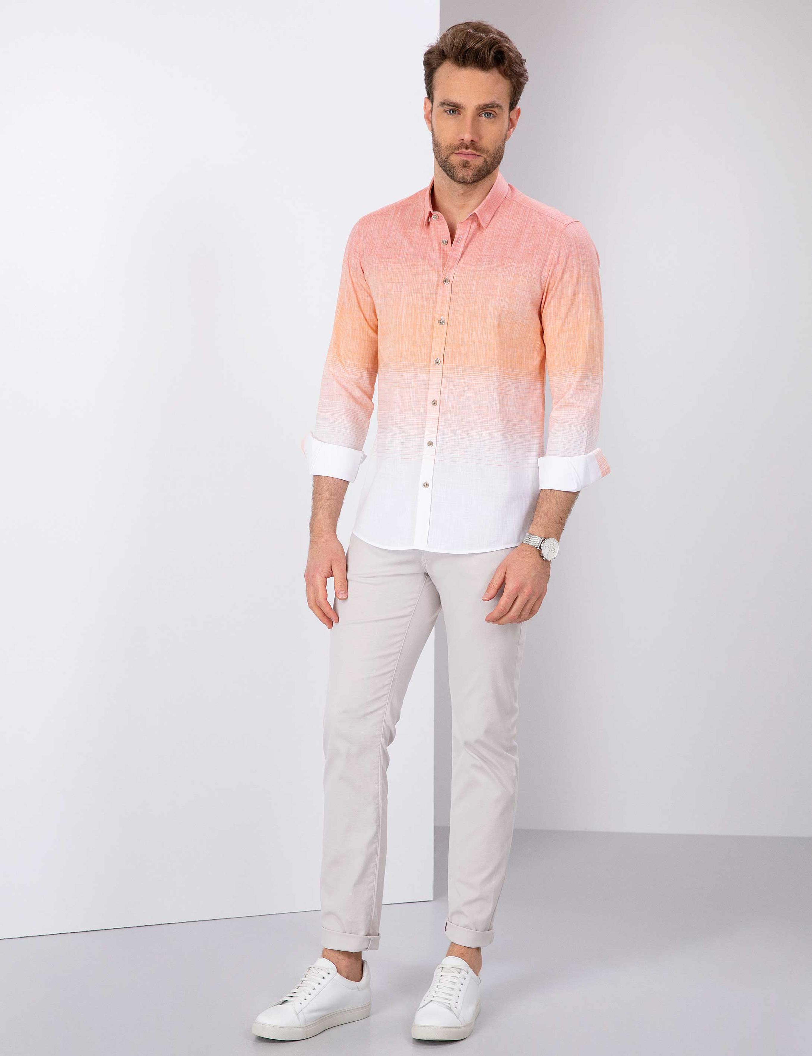 Turuncu Slim Fit Gömlek