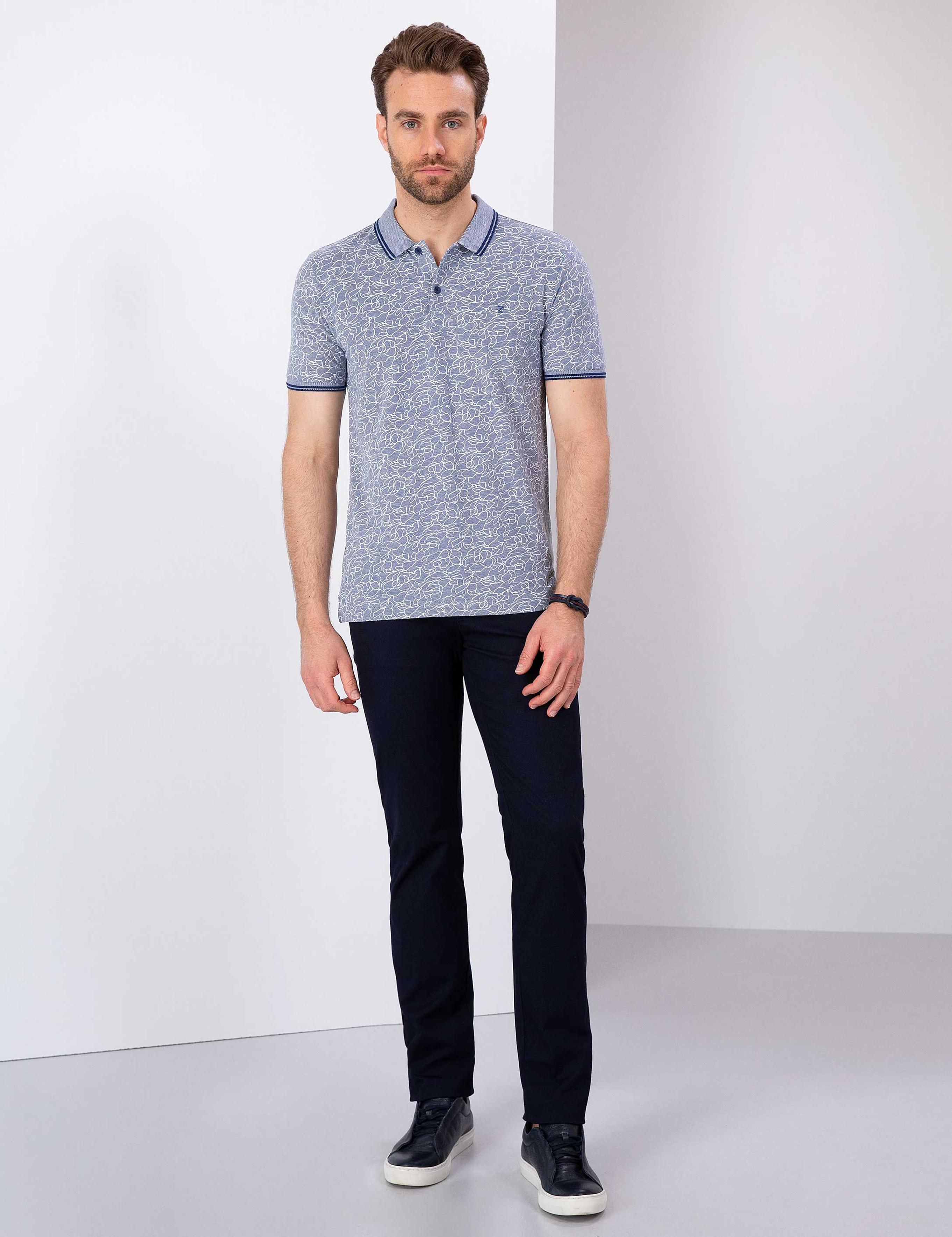 Lacivert Slim Fit Polo Yaka T-Shirt