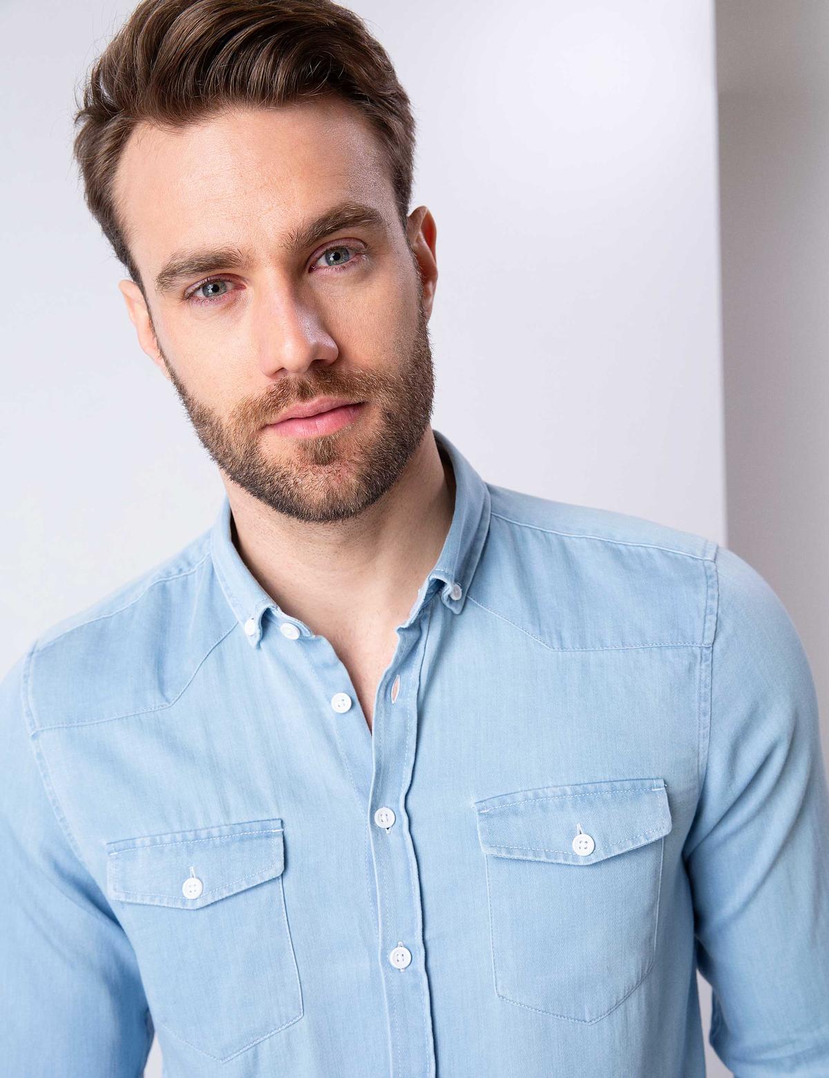 Mavi Slim Fit Denim Gömlek