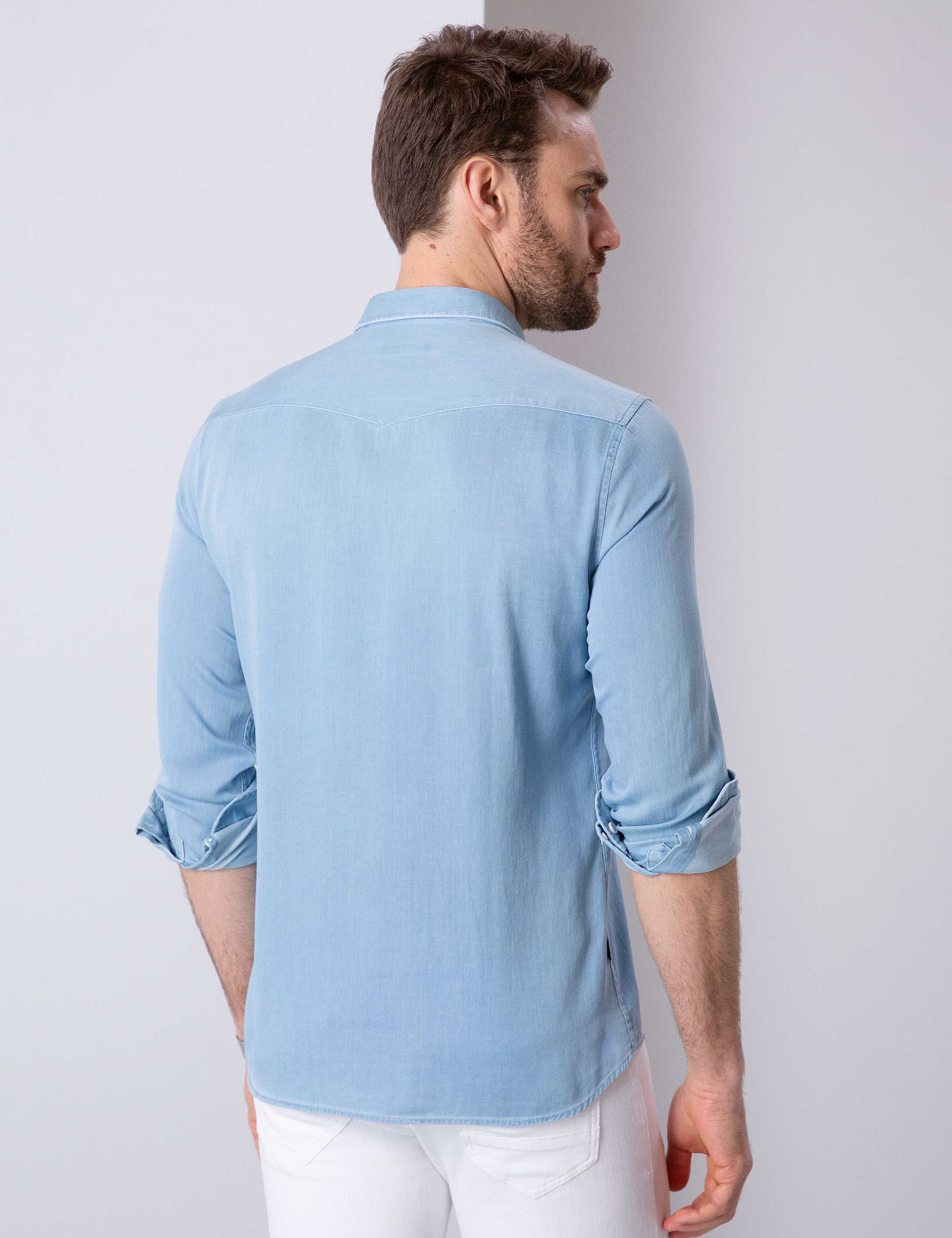 Mavi Slim Fit Denim Gömlek - Image 4
