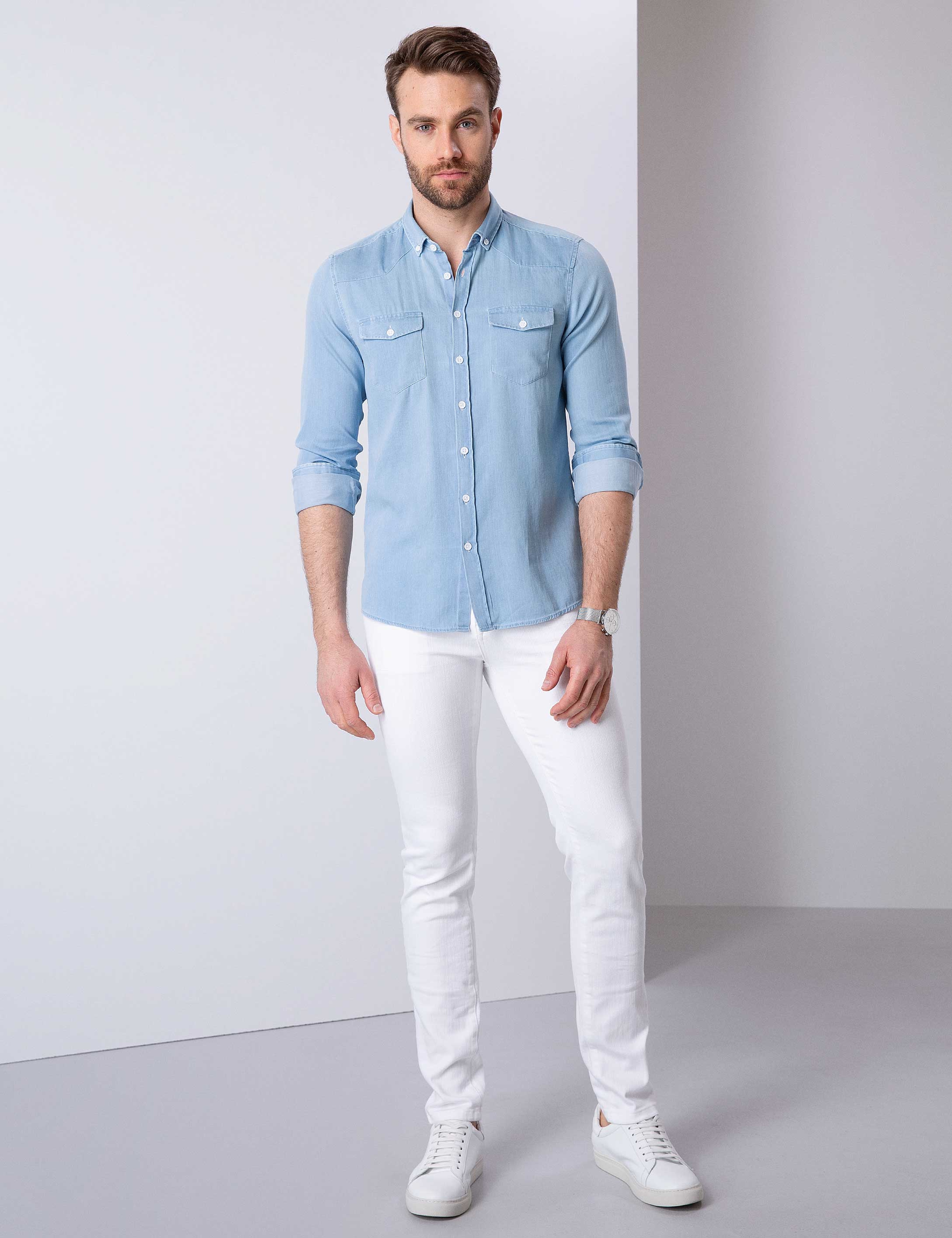 Mavi Slim Fit Denim Gömlek - Image 3