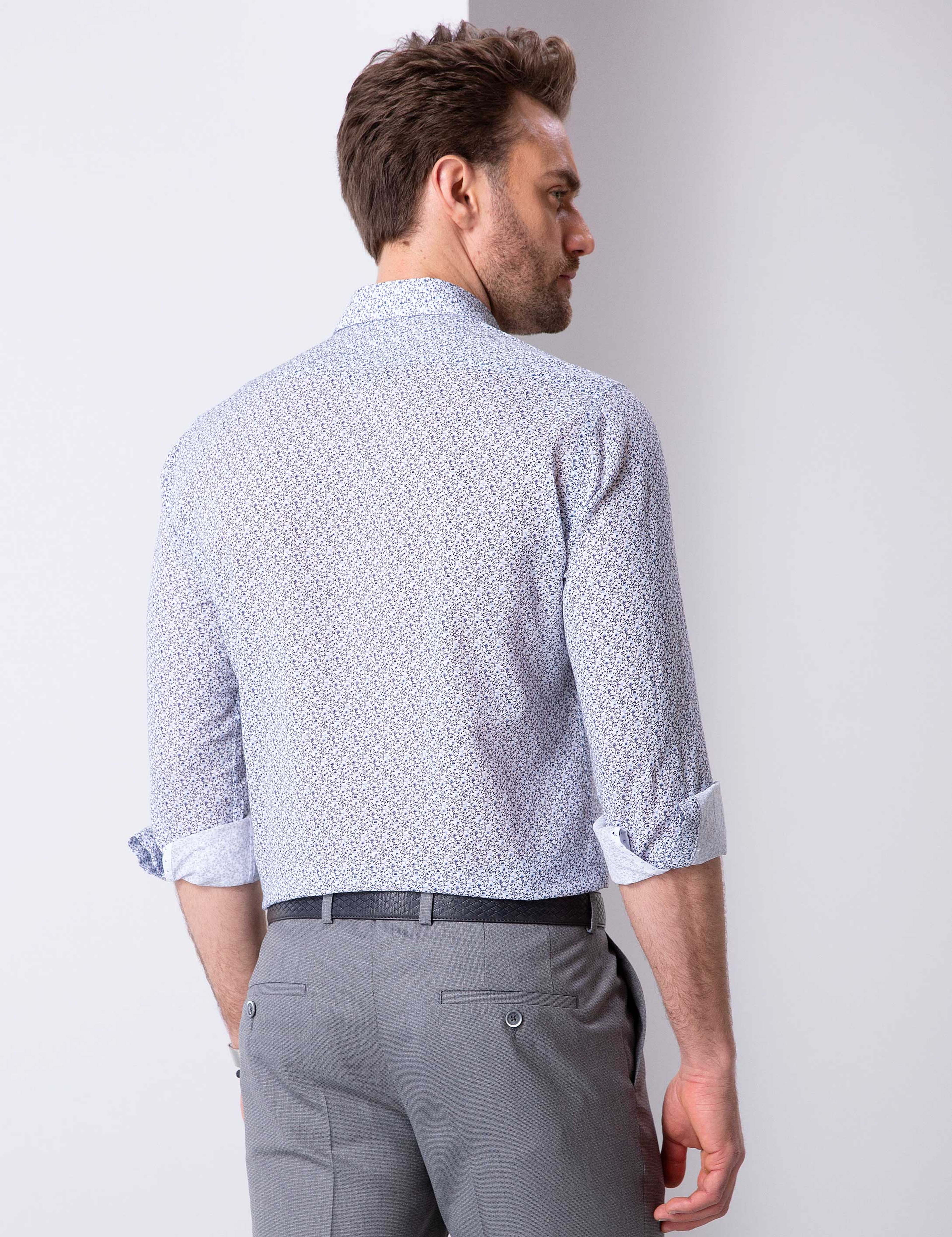 Lacivert Slim Fit Uzun Kollu Gömlek - Image 3
