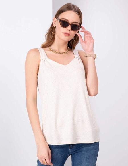 Kum Melanj Kolsuz Tişört - 50200731008