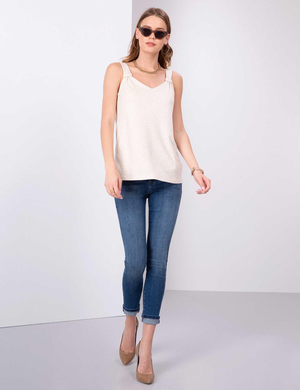 Kum Melanj Kolsuz Tişört - 50200731008