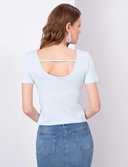 Açık Mavi Standart Fit Bisiklet Yaka Tişört - 50200740073