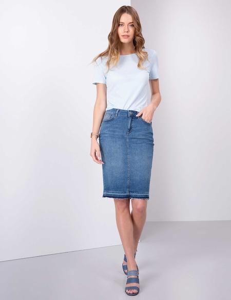 Açık Mavi Standart Fit Bisiklet Yaka Tişört - 50200740073