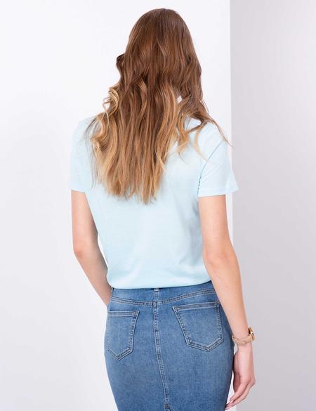 Açık Mavi Bisiklet Yaka Tişört - 50200752039