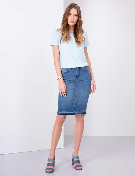 Açık Mavi Bisiklet Yaka Tişört - 50200752039